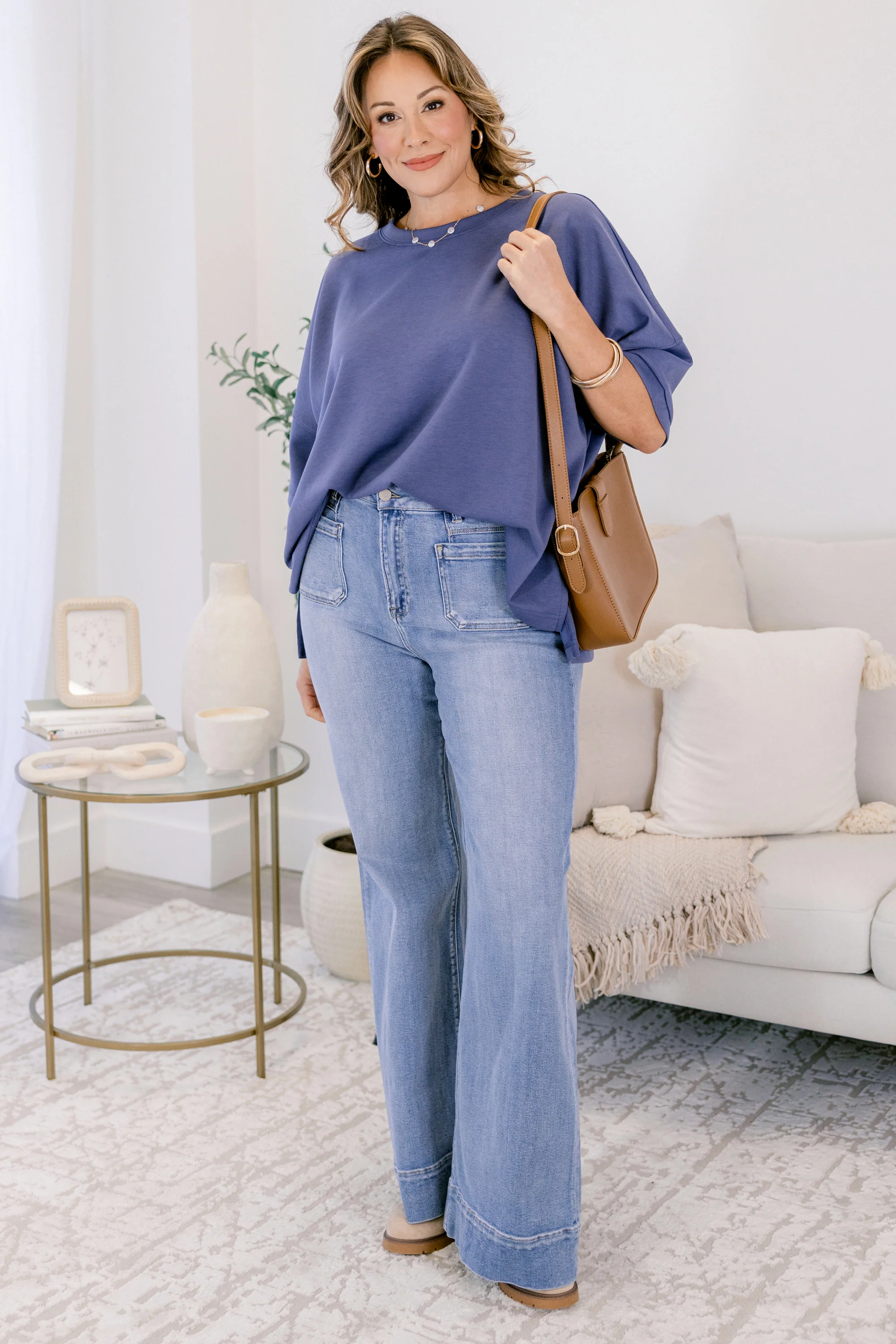 Comfortable Charm Top, Blue Indigo - Giverhouse