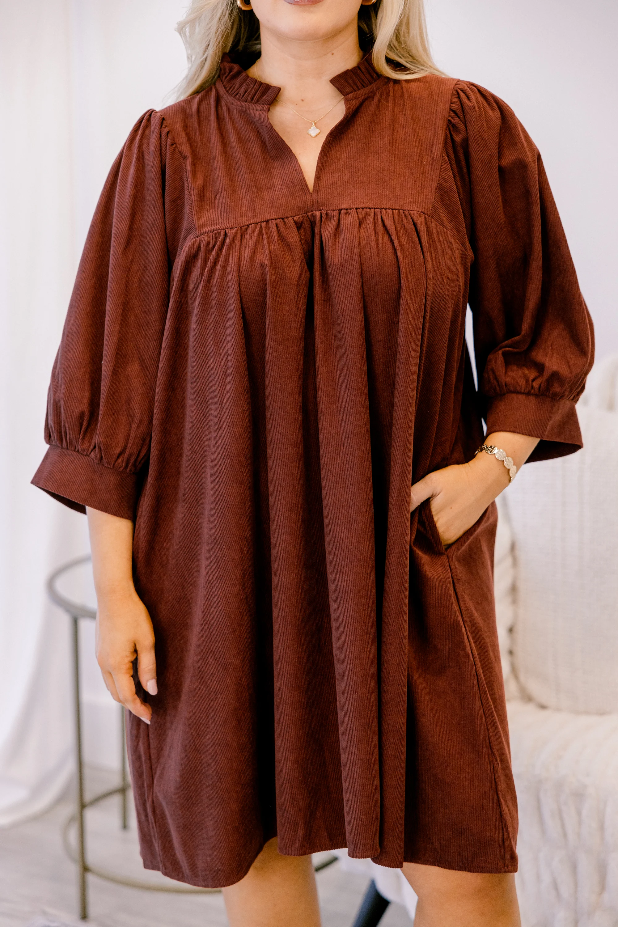 Can't Be Held Down Dress, Burgundy Corduroy - Giverhouse