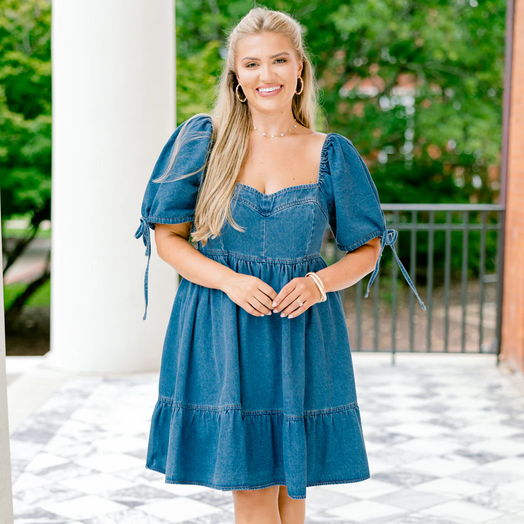 Denim Love Dress, Blue - Giverhouse