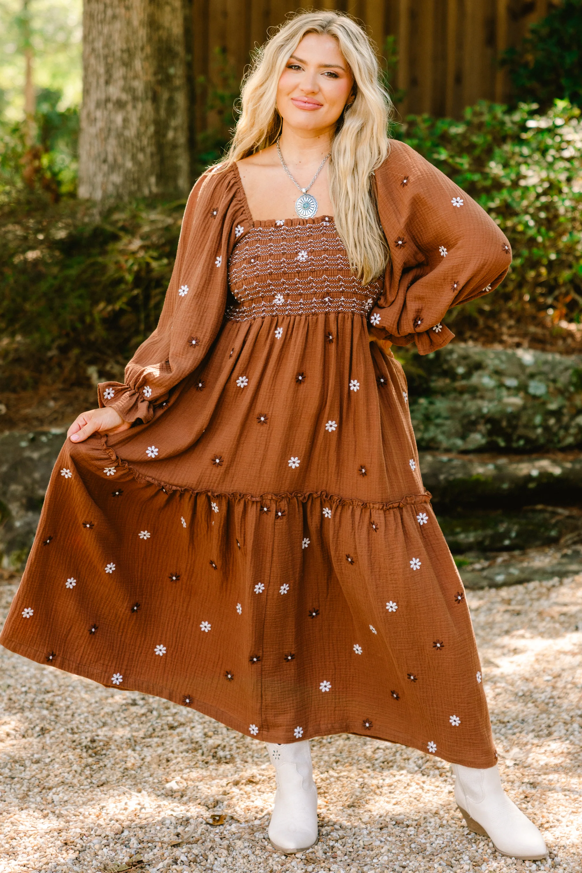 Wildflower Wonder Dress, Dark Brown - Giverhouse