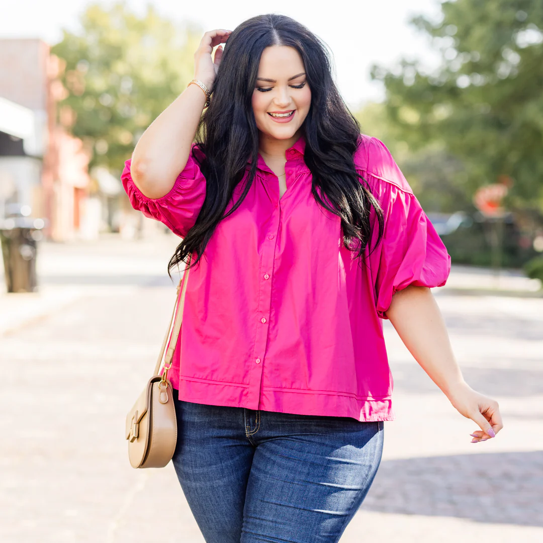 Love Is All Around Blouse, Magenta - Giverhouse