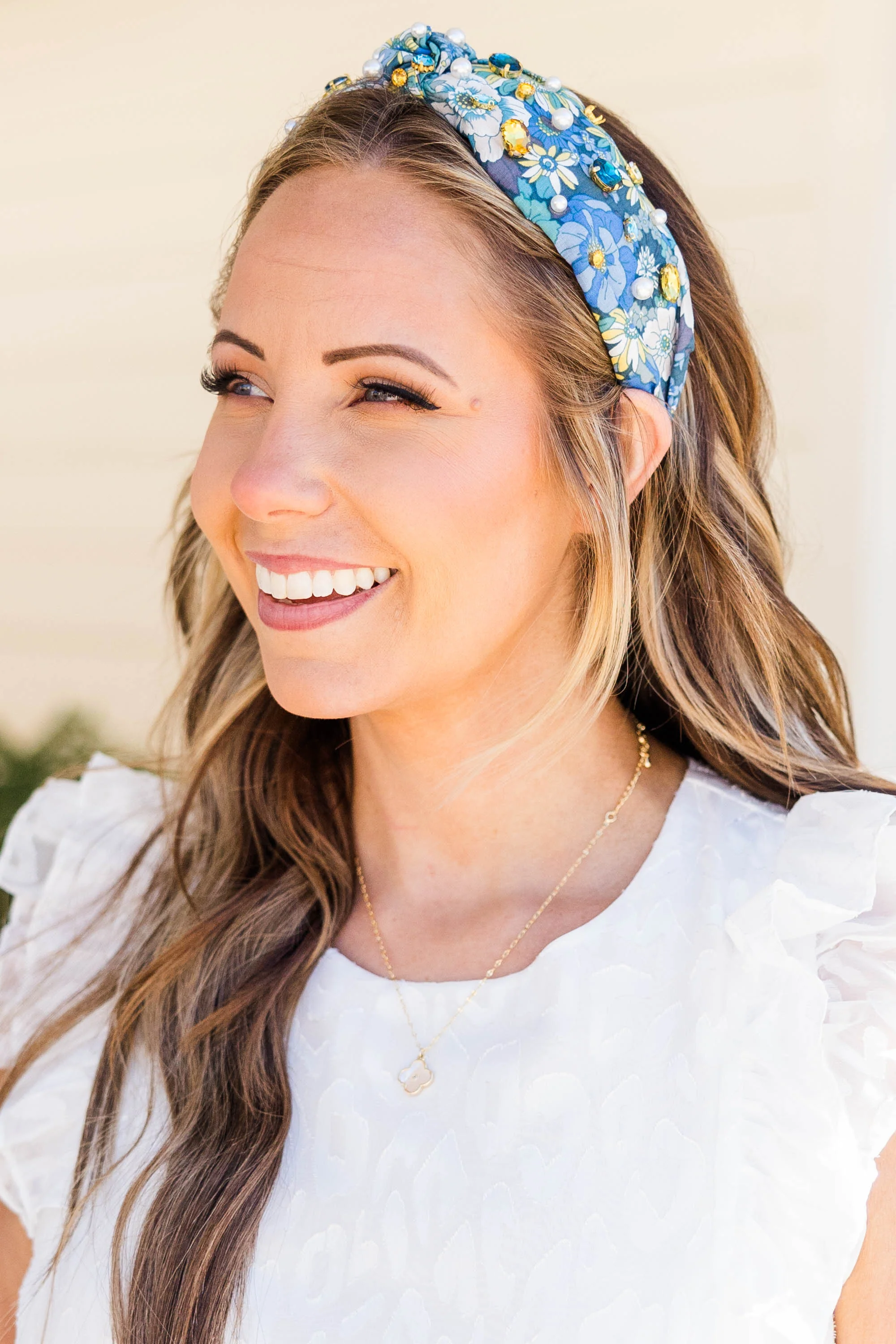 Sand, Palm, And Beach Headband, Blue-Gold - Giverhouse