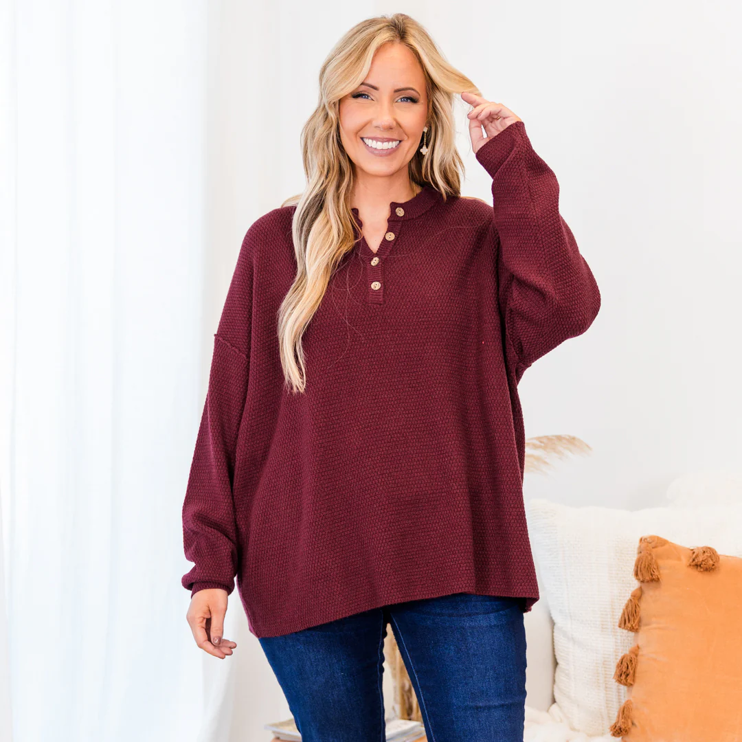 Please Take Me With You Sweater, Burgundy - Giverhouse