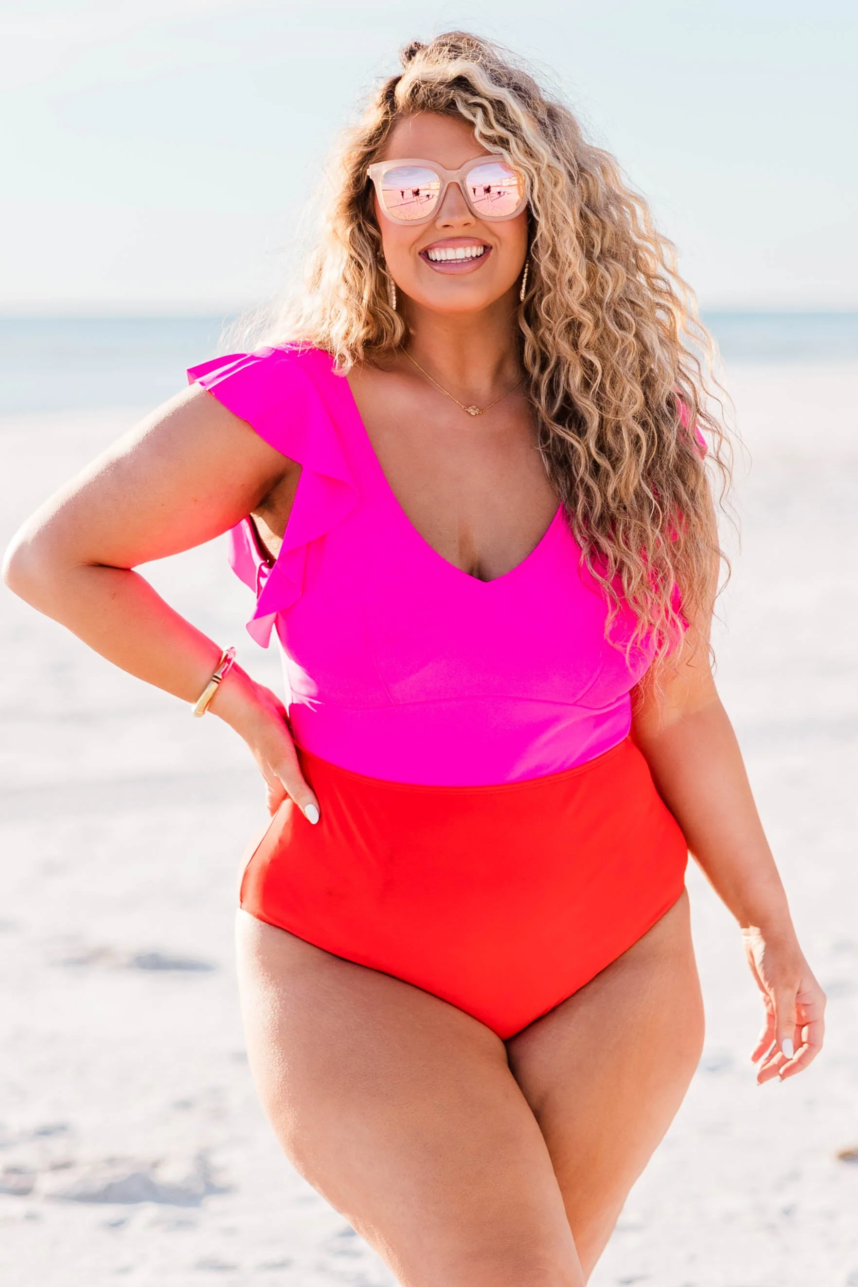 Spending My PTO Swimsuit, Pink-Red - Giverhouse