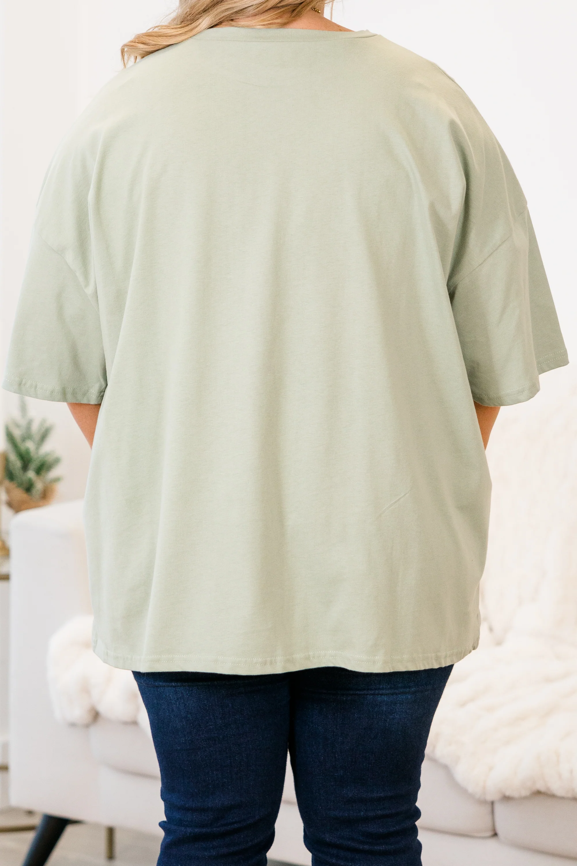 A Little Bit Girly Boyfriend Tee, Light Sage - Giverhouse