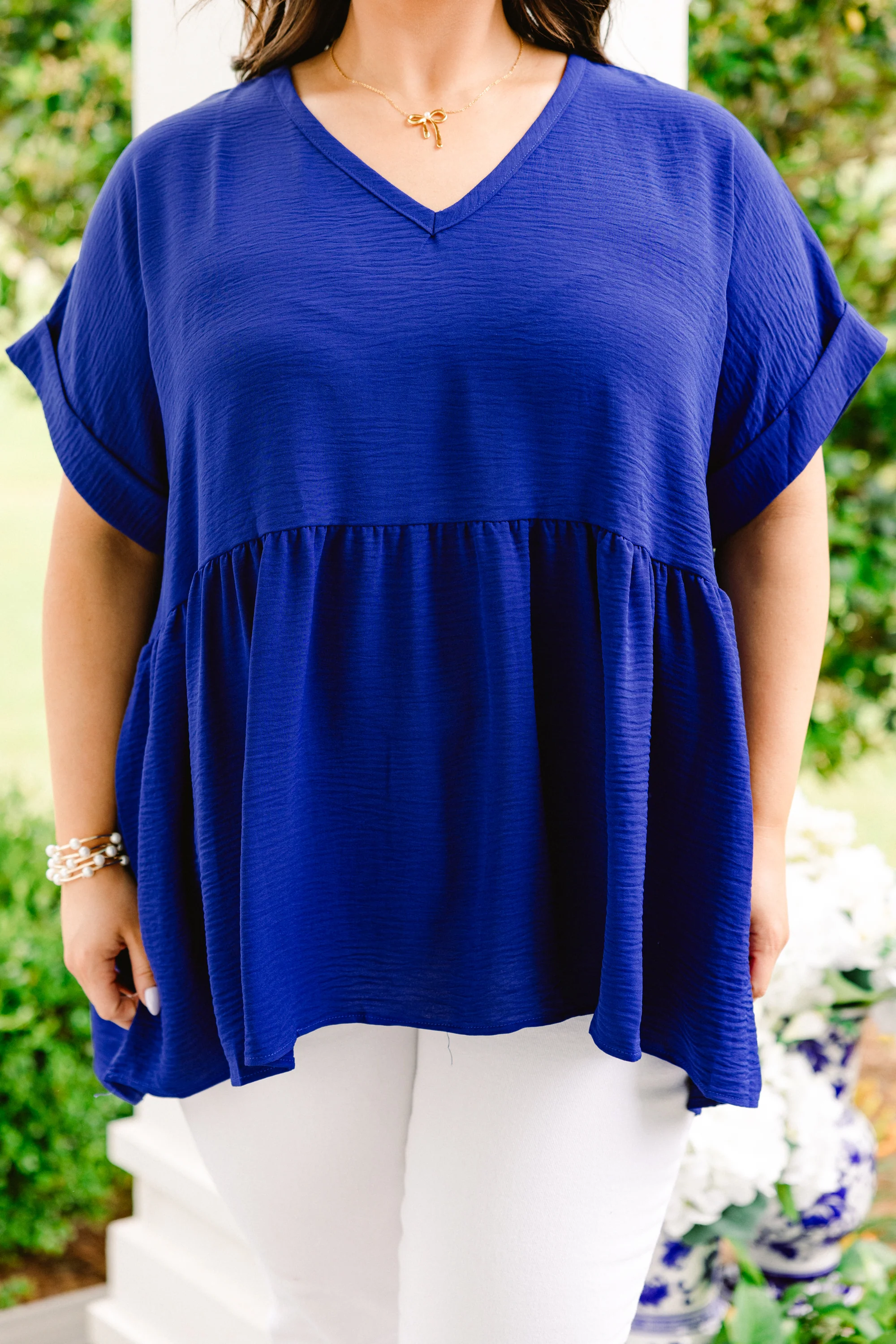 Wide Eyed Gaze Top, Royal Blue - Giverhouse