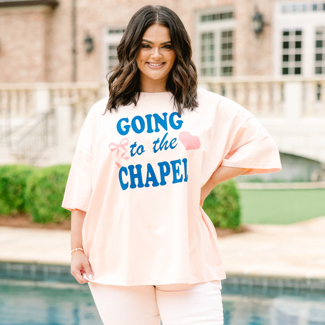 We're Going to the Chapel Boyfriend Tee, Cream Pink - Giverhouse