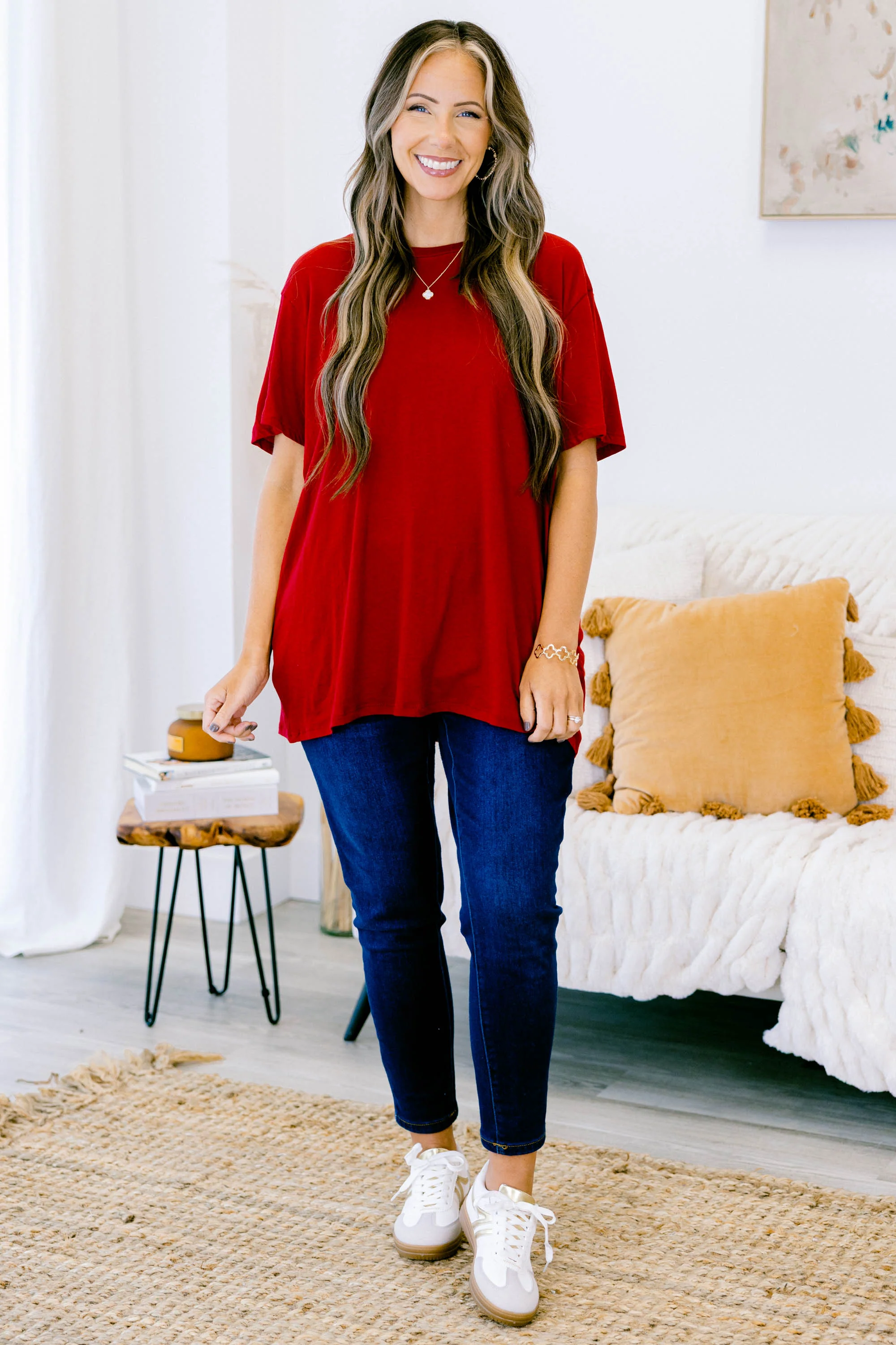 String Of Luck Tee, Burgundy - Giverhouse