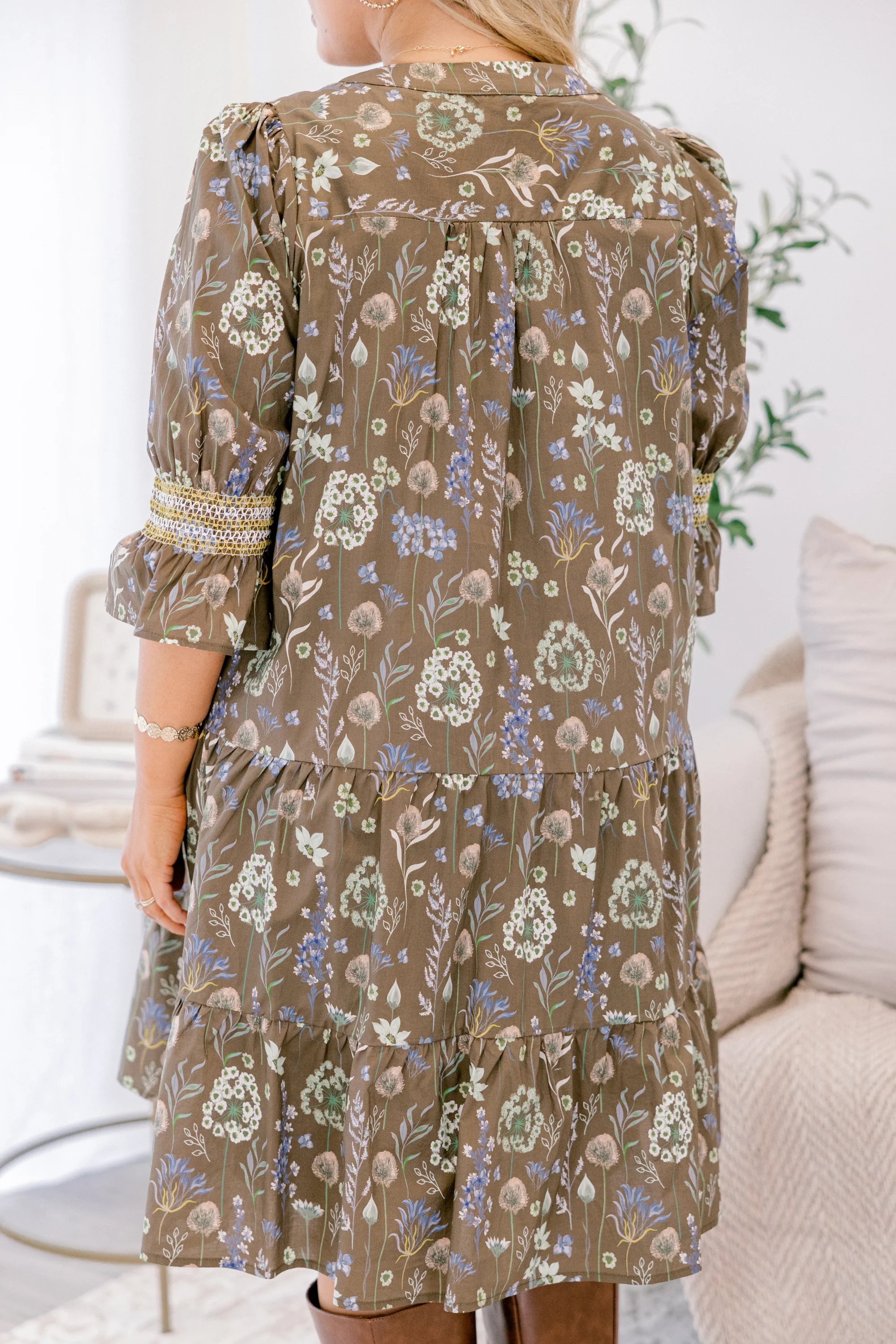 Sands Of Life Dress, Brown Floral - Giverhouse