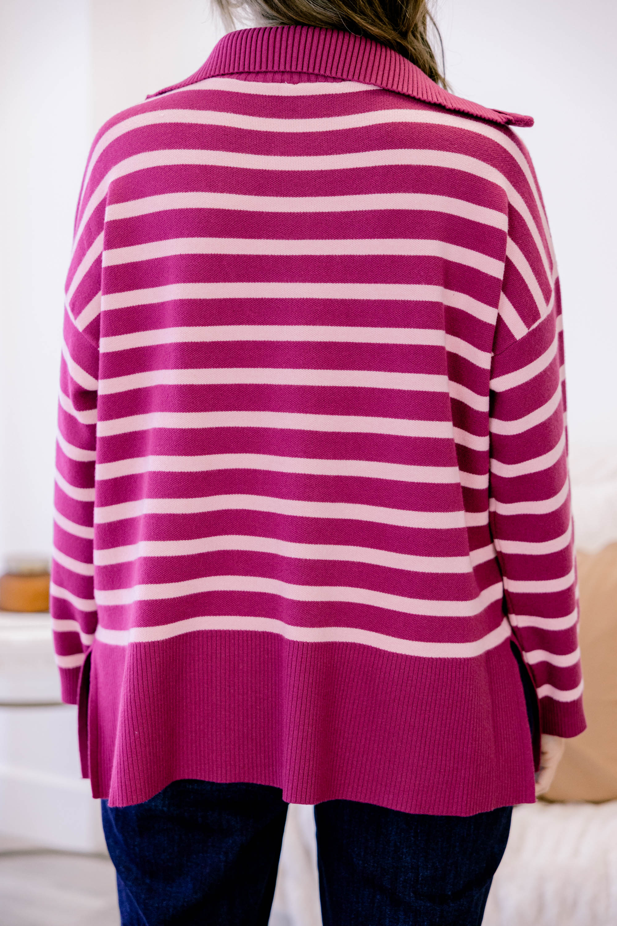 Sweet Stripes Sweater, Pink-Magenta - Giverhouse