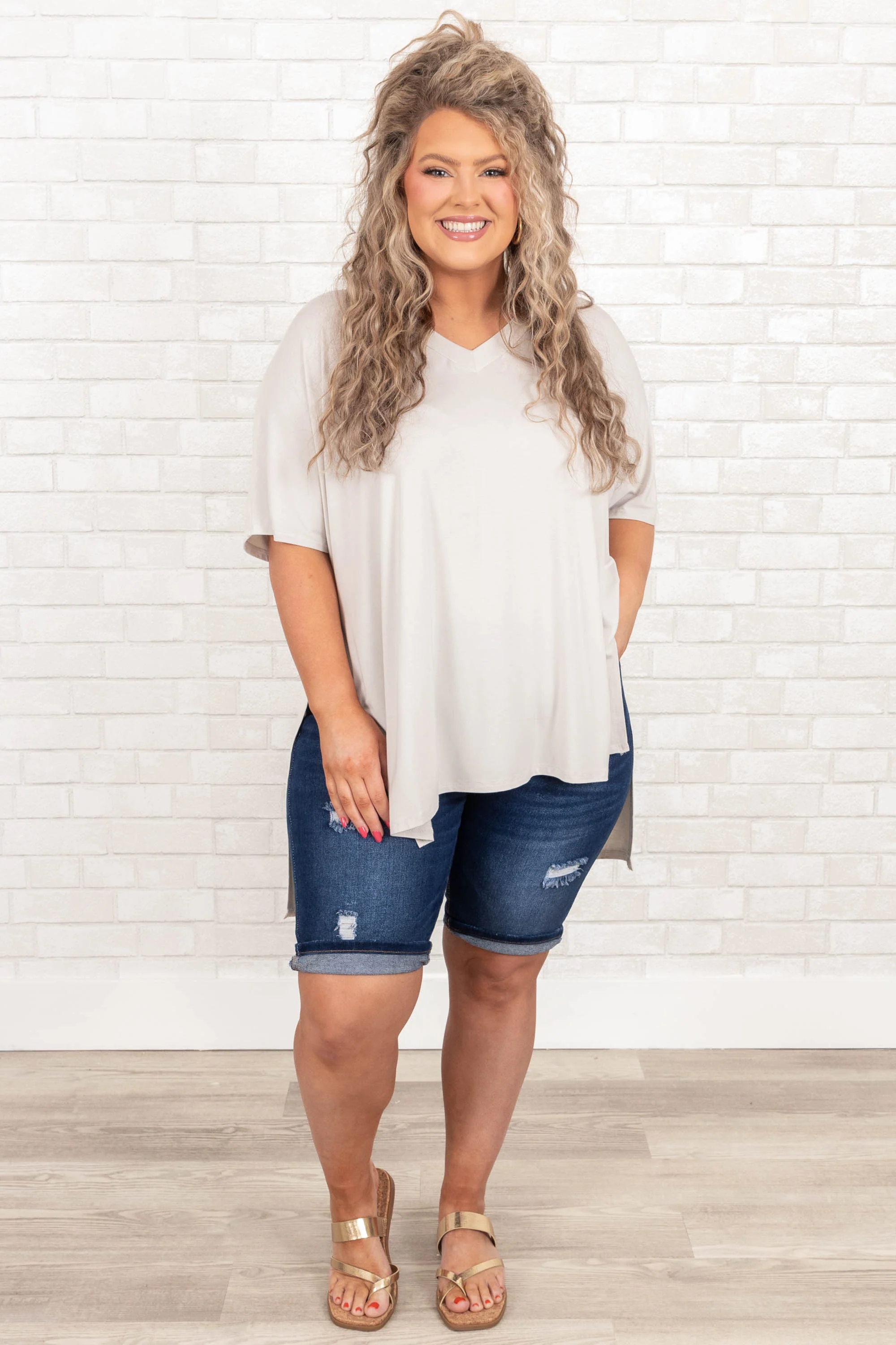 Shut Up And Drive Jean Shorts, Dark Wash - Giverhouse