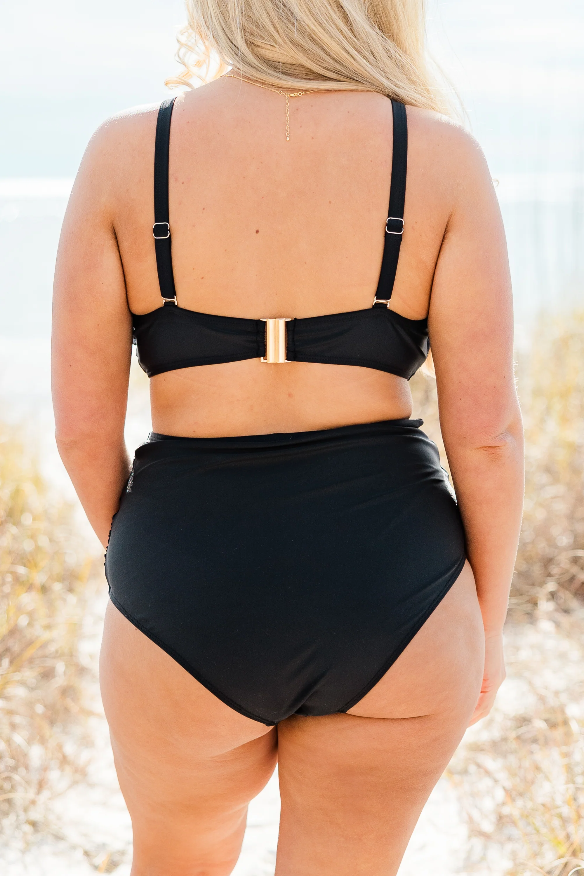 Proceed Into Paradise Swim Top, Black - Giverhouse