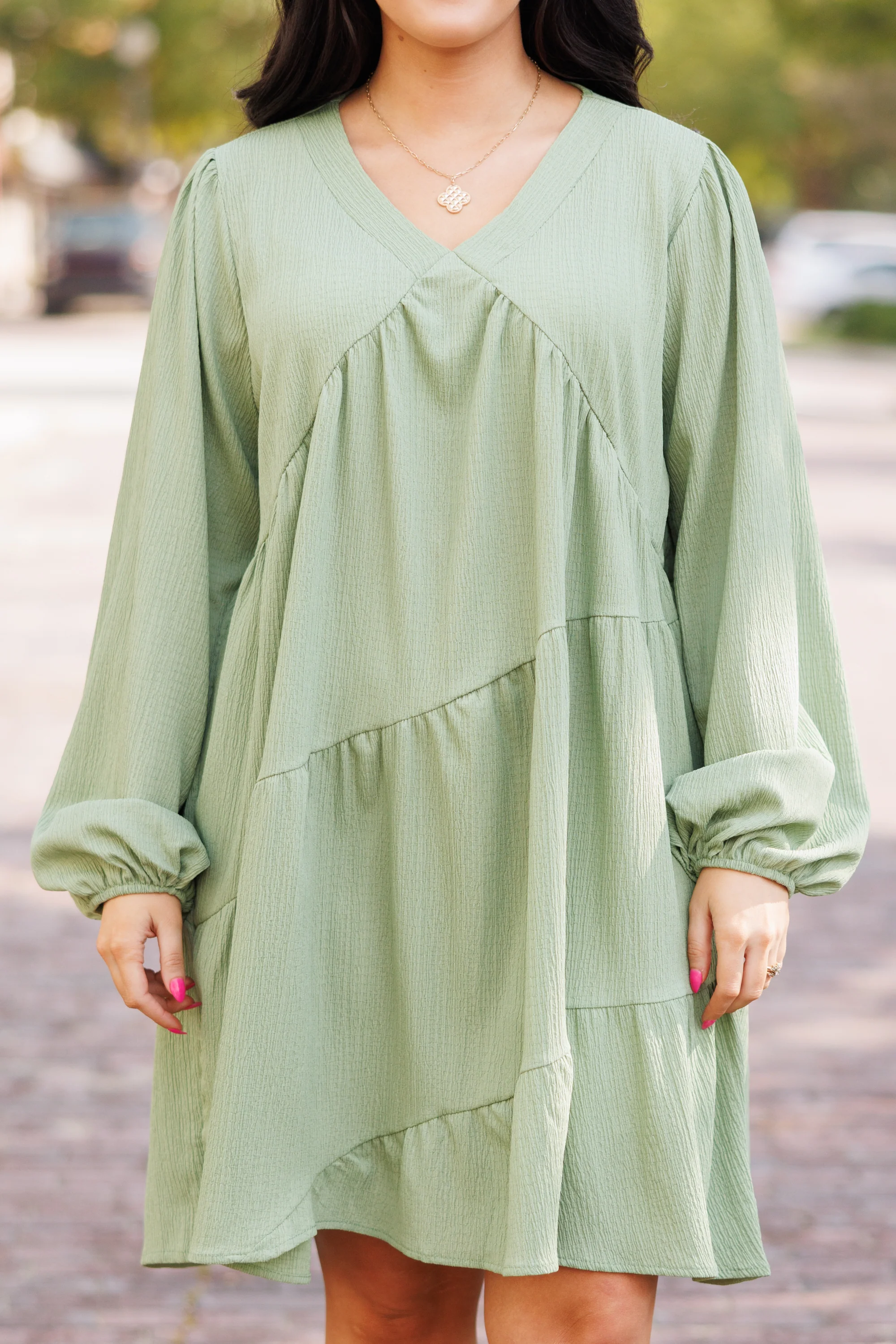 Every Cloud Has A Silver Lining Dress, Avocado - Giverhouse