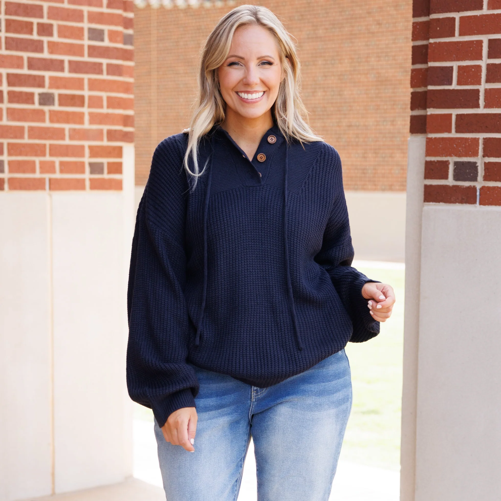 Warm And Happy Hoodie, Dark Navy - Giverhouse