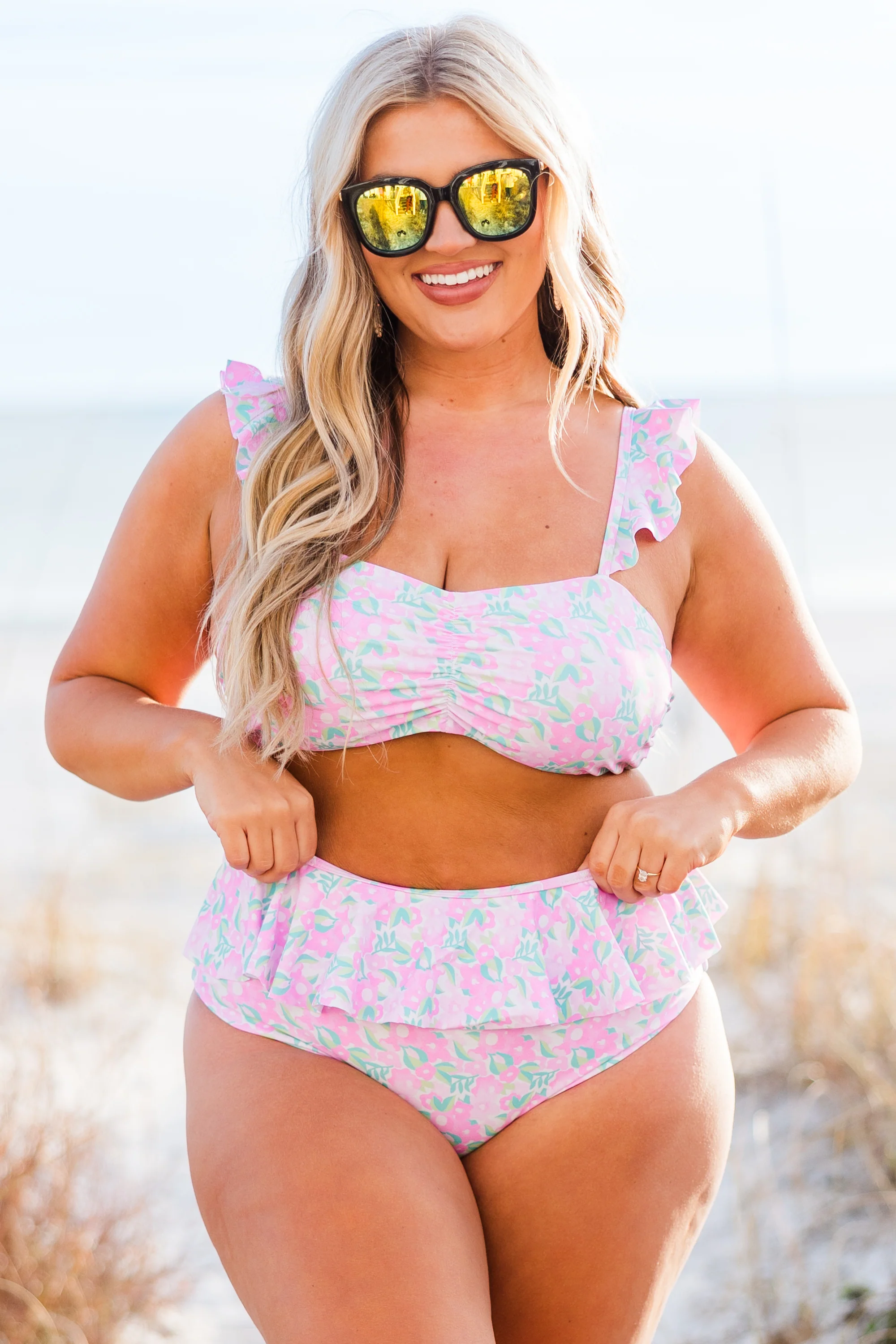 Sugar Sands Swim Top, Pink Floral - Giverhouse