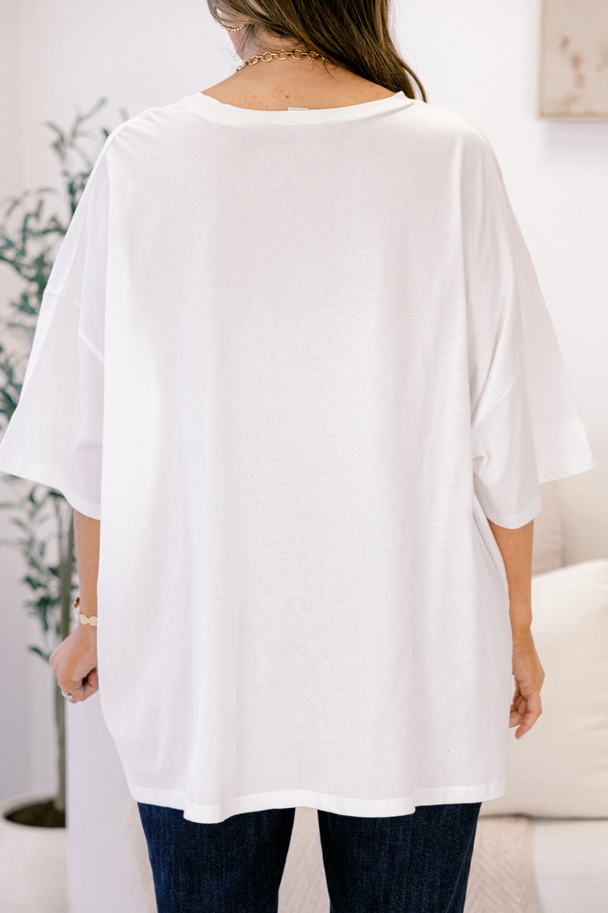 Jolly, Merry and Bright Imported Boyfriend Tee, White - Giverhouse