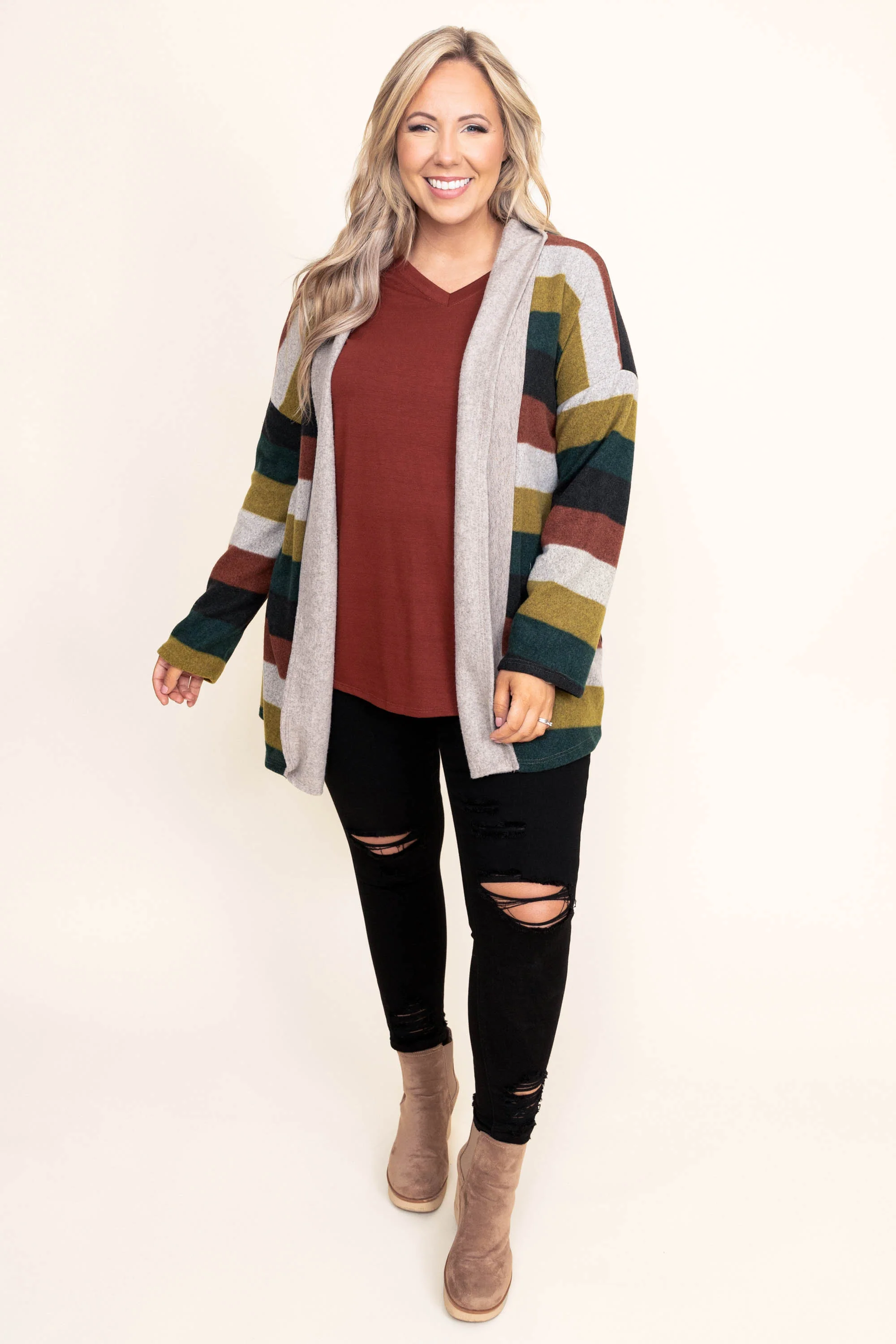 Slowing Down Cardigan, Olive - Giverhouse