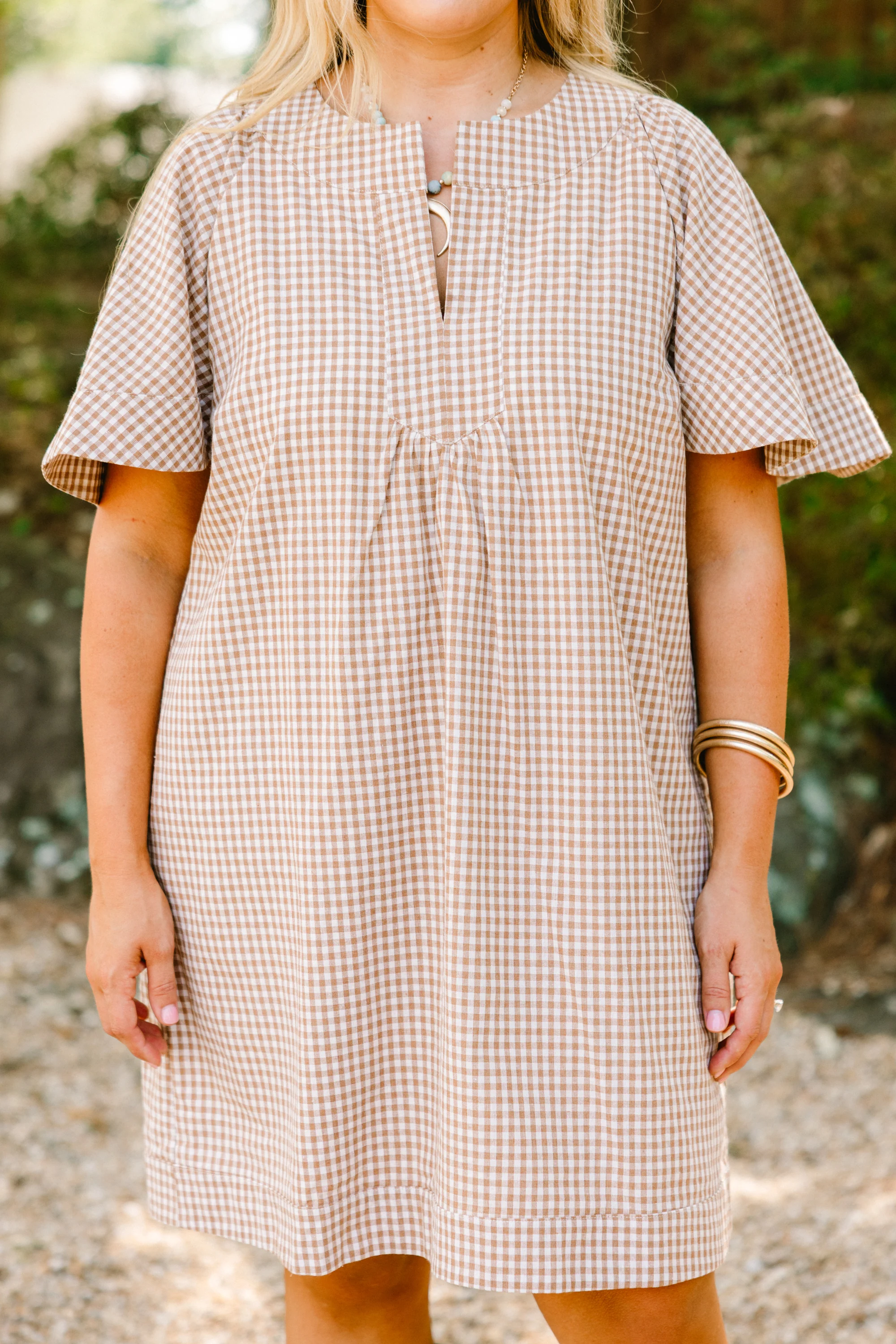 Going The Right Way Dress, Brown Gingham - Giverhouse