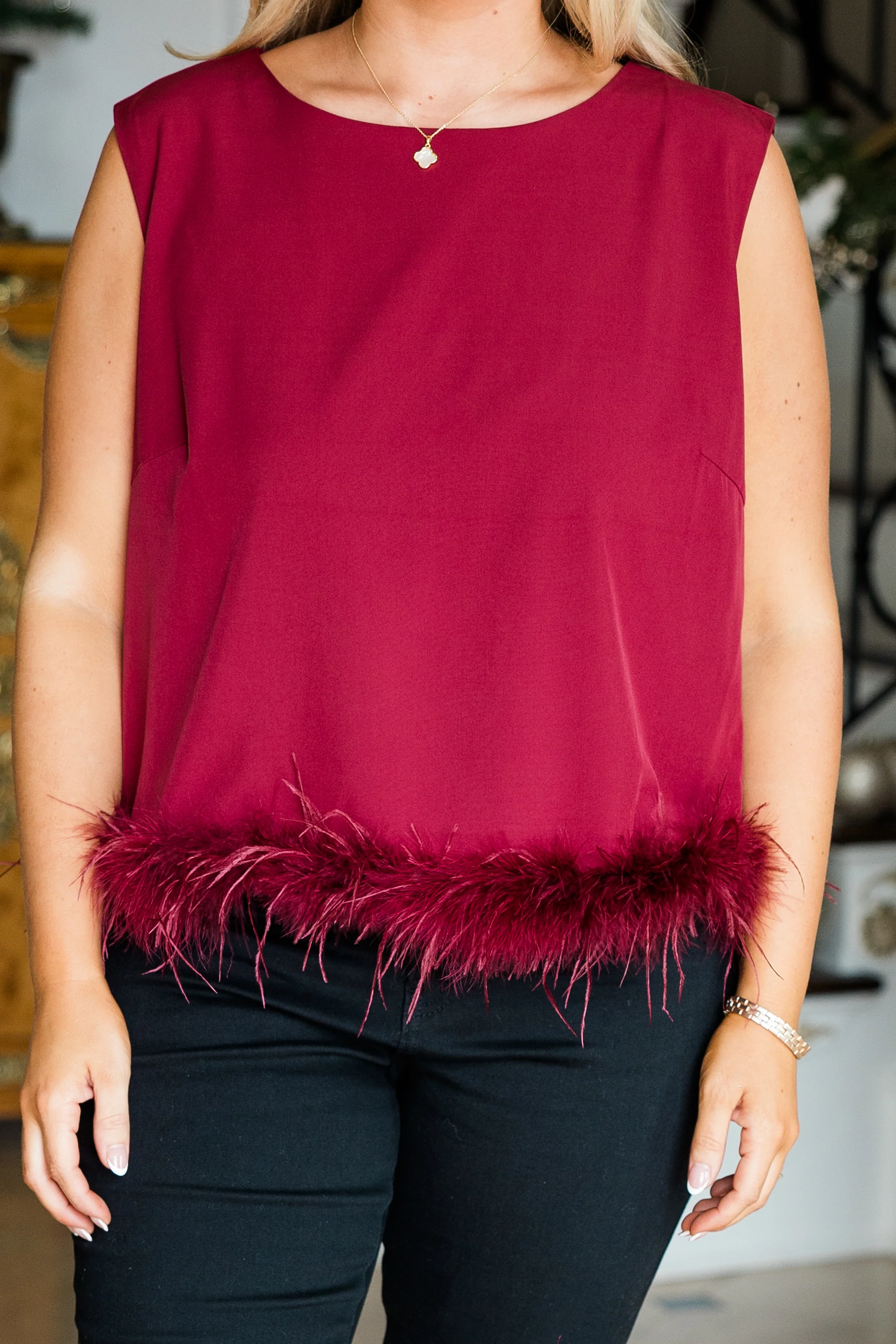 Field Of Feathers Top, Red - Giverhouse