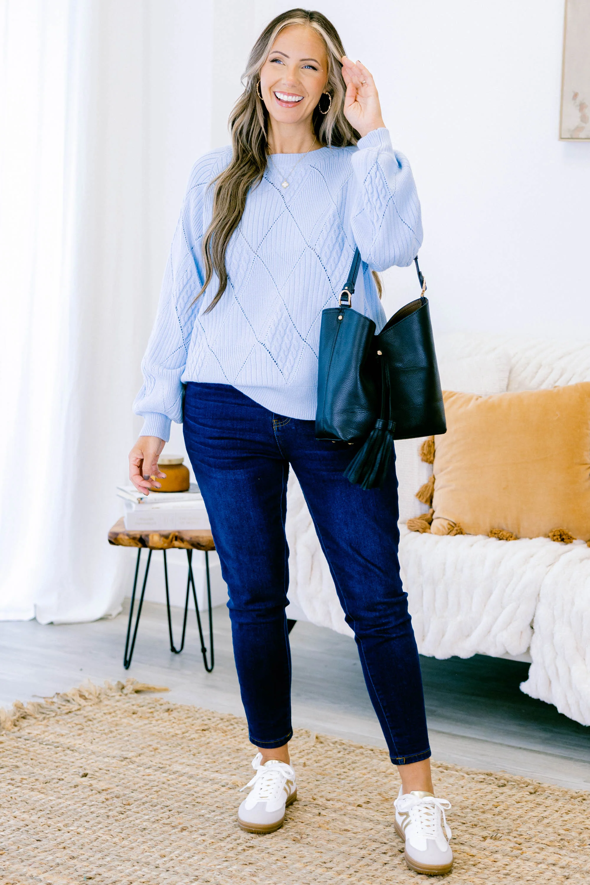 Open My Heart Sweater, Blue - Giverhouse