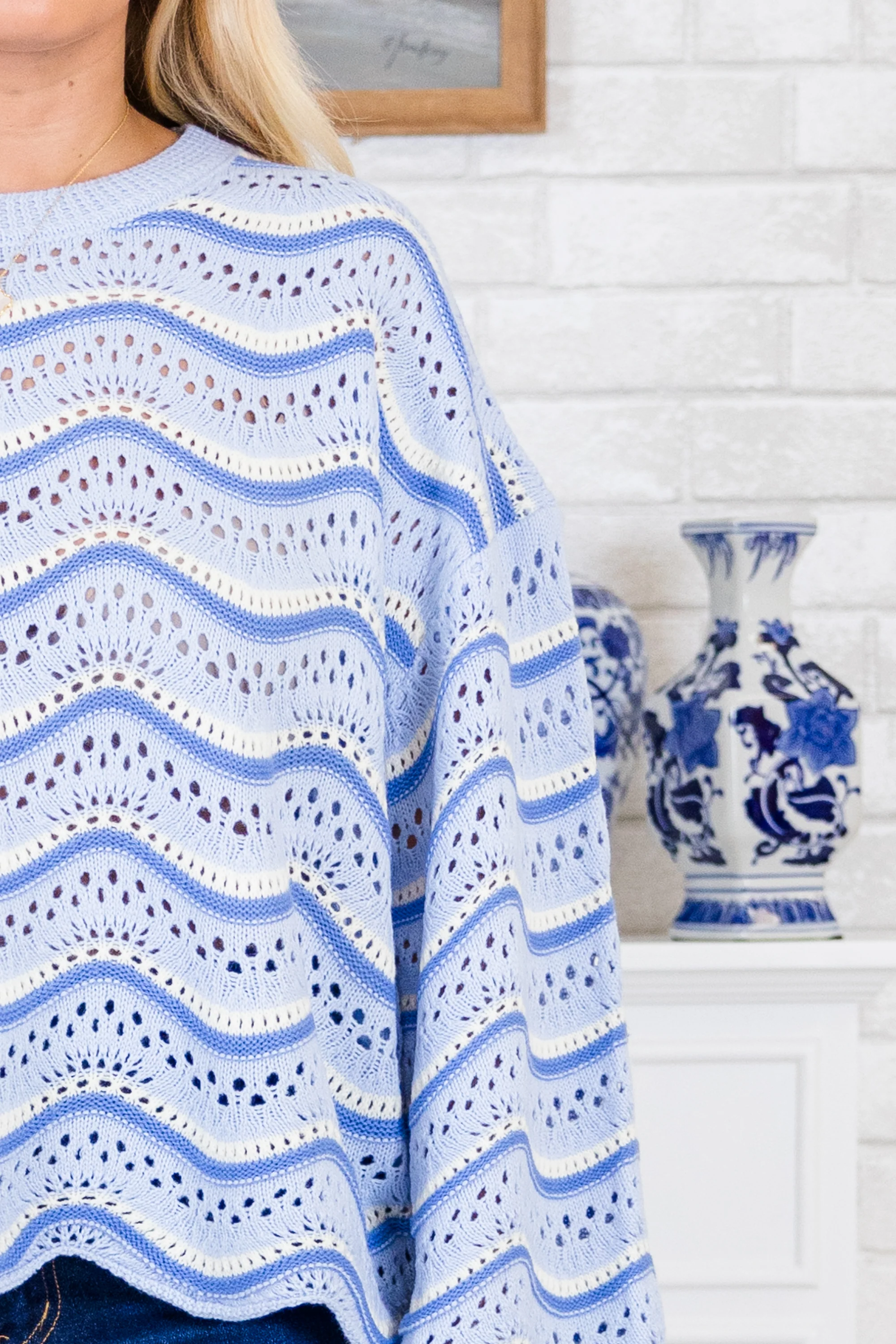 Wavy Comfort Sweater, Blue - Giverhouse