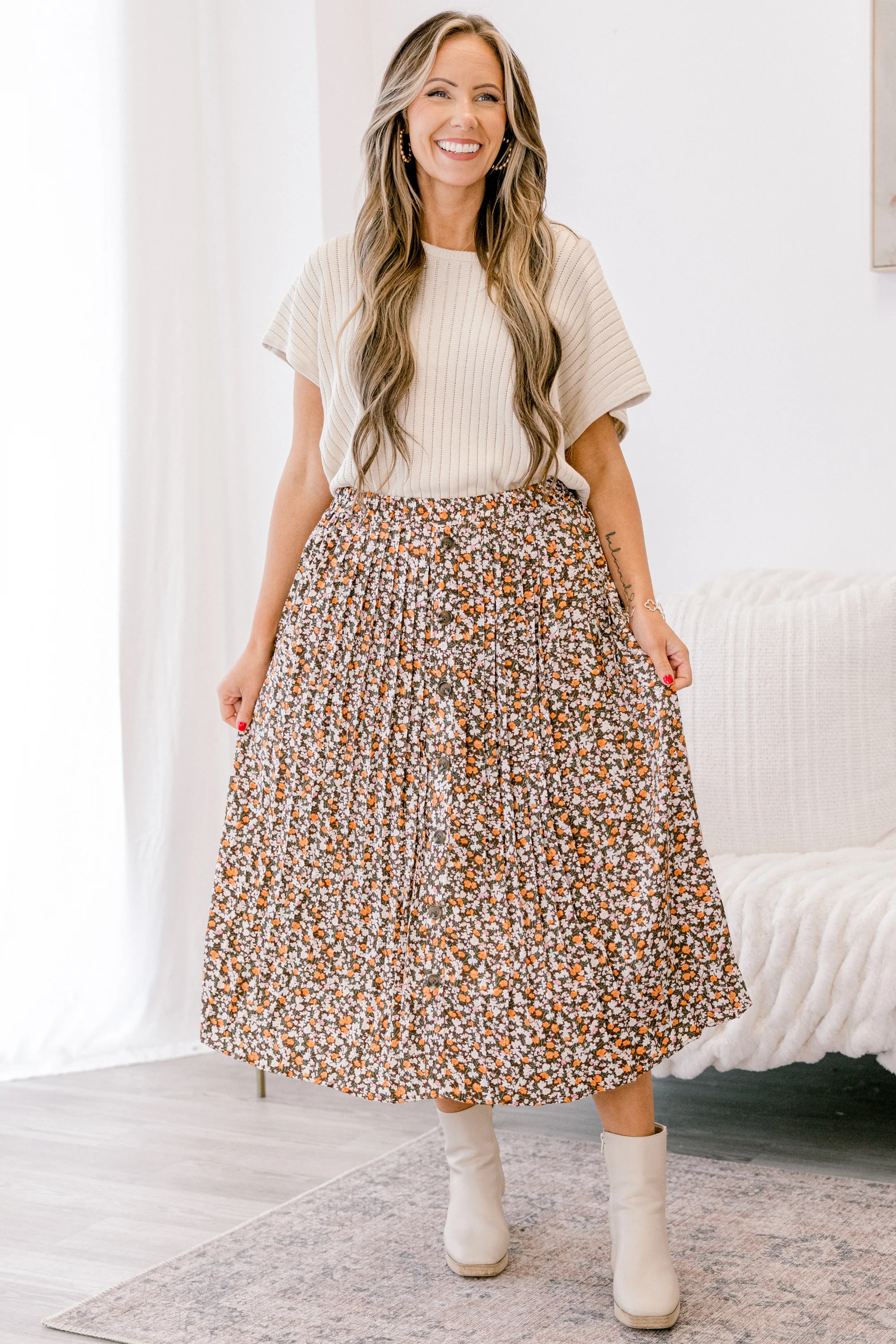 Never A Bad Day Skirt, Brown - Giverhouse