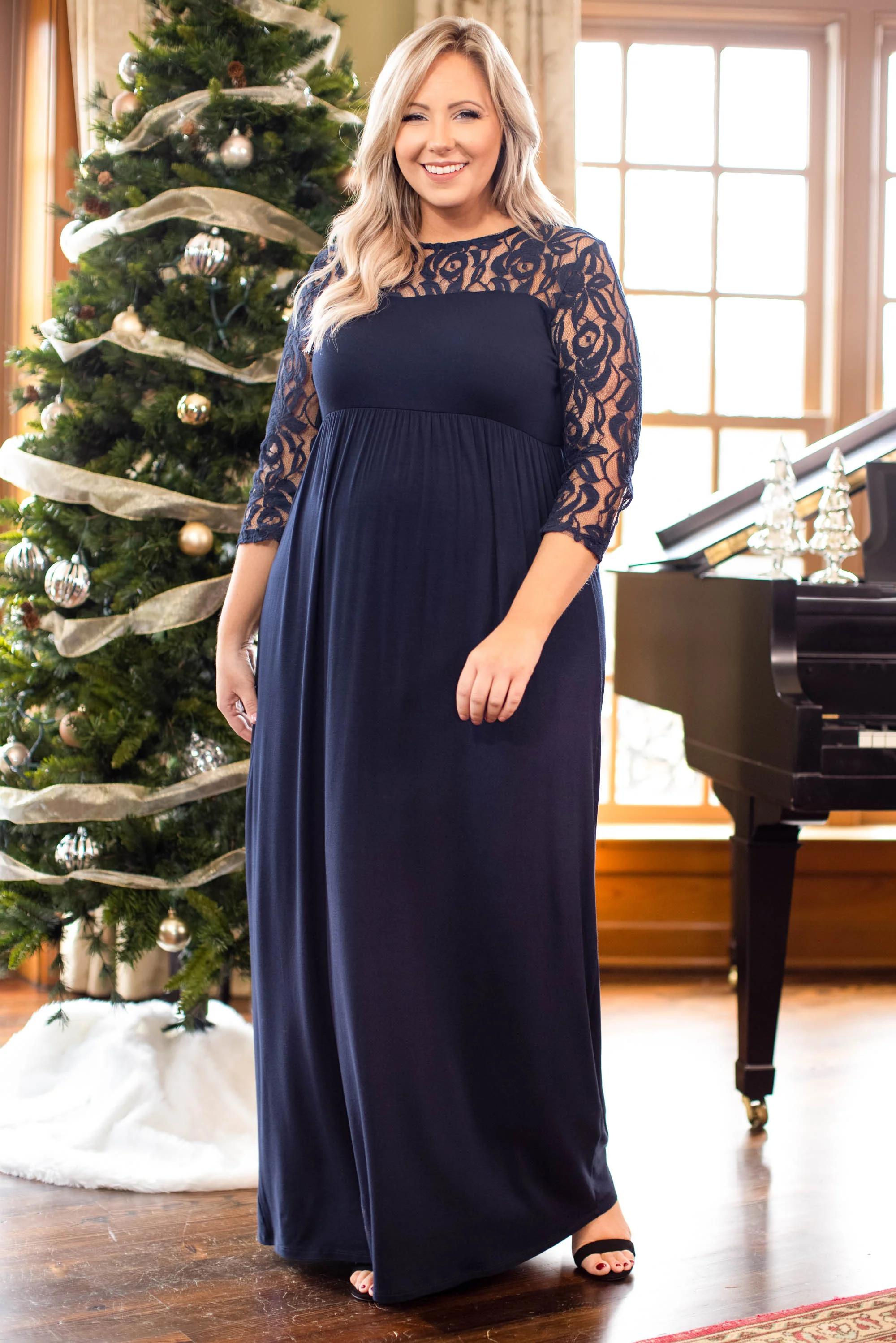 Looking Elegant Maxi Dress, Navy - Giverhouse