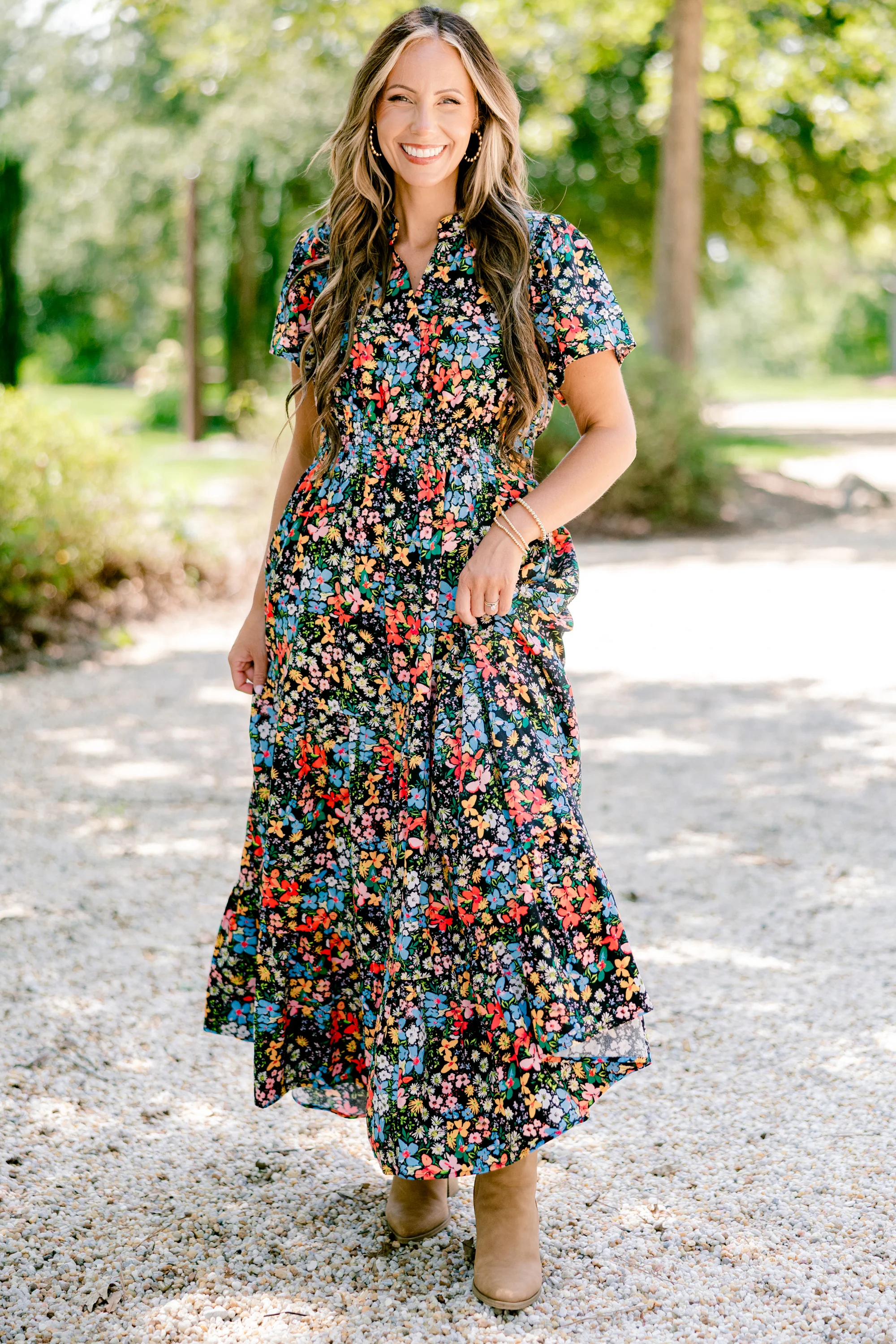 Endless Time Maxi Dress, Black Floral - Giverhouse