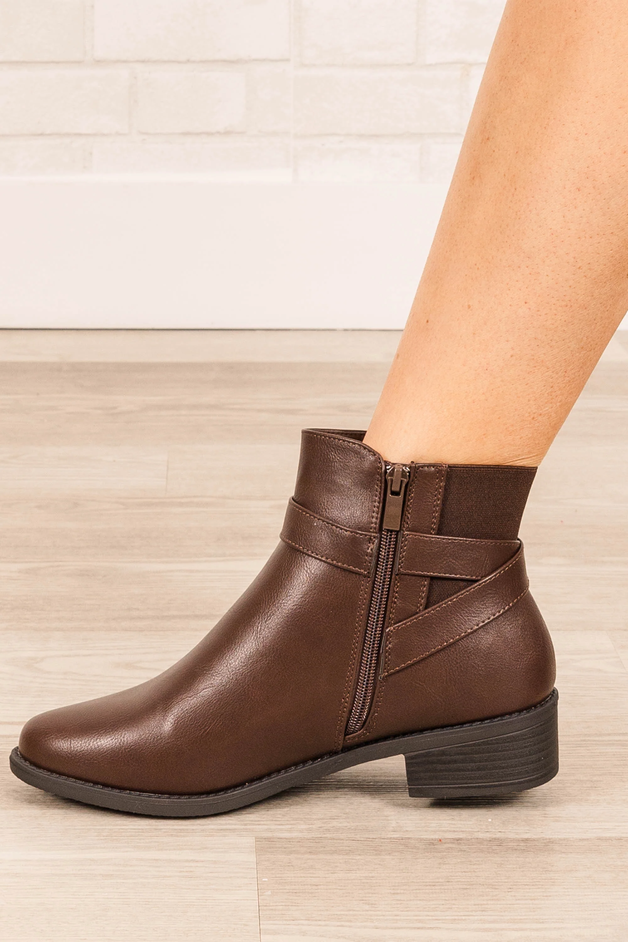 Buckle Down Booties, Brown - Giverhouse