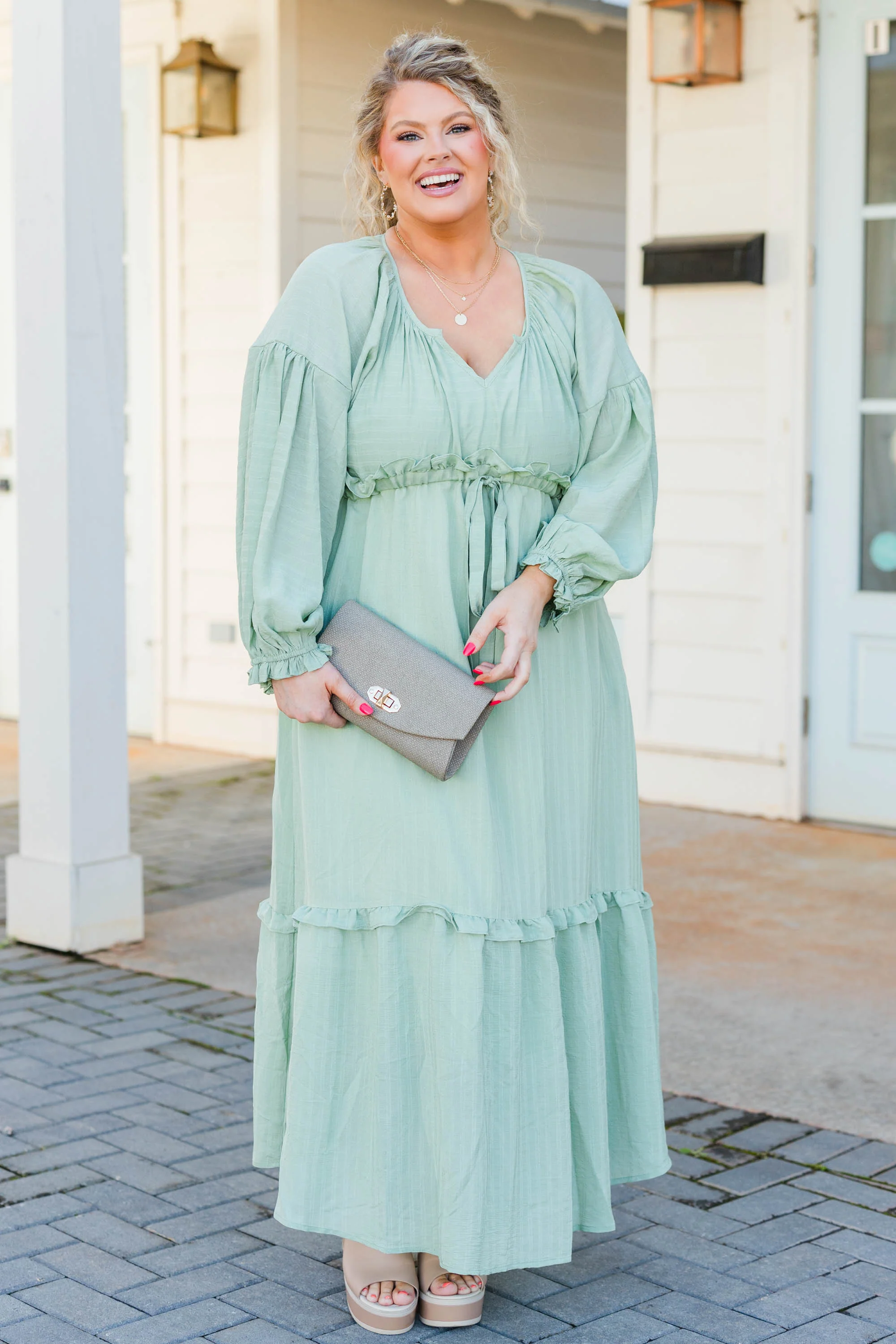 Tell Your Story Dress, Green - Giverhouse