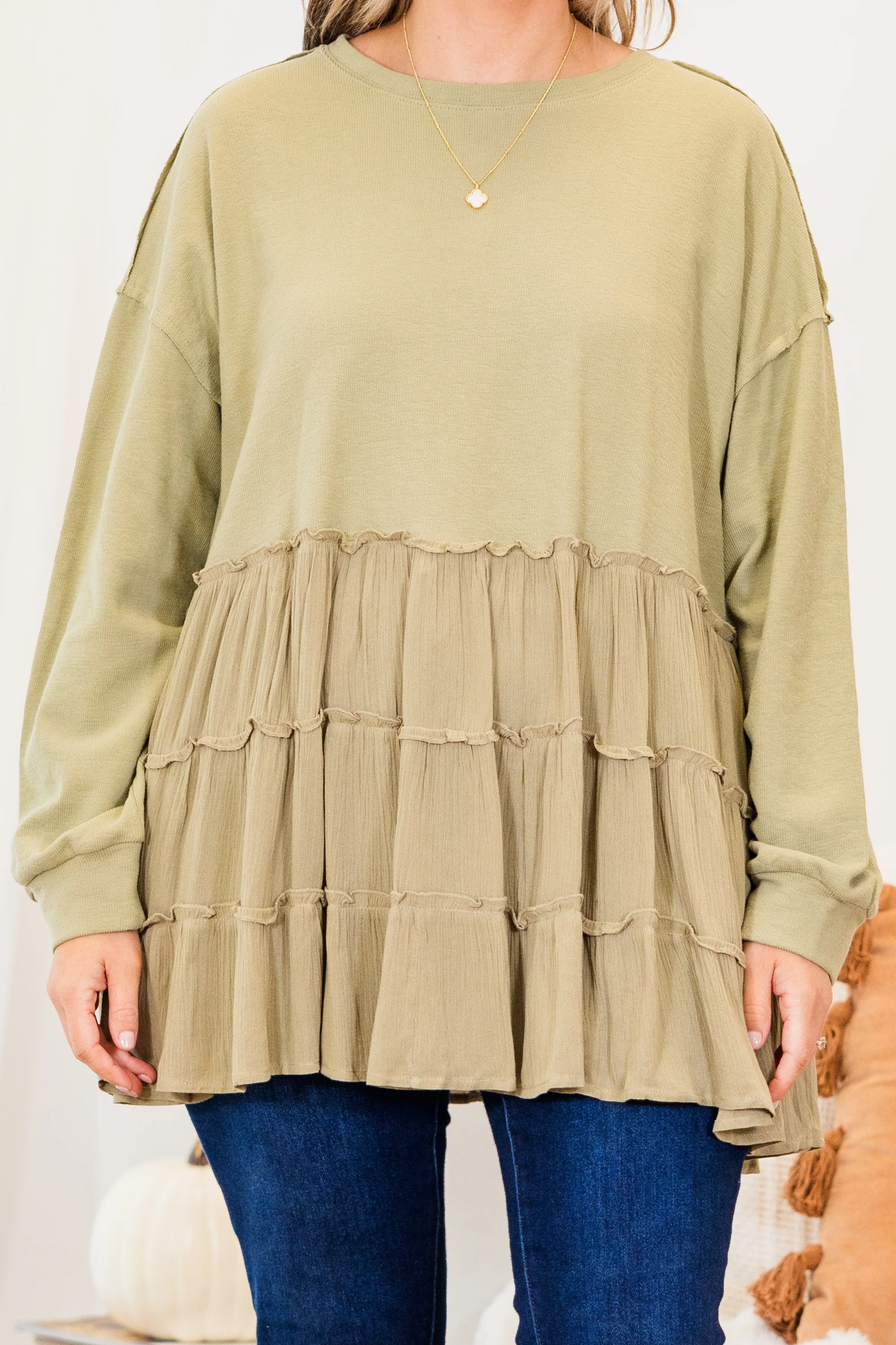My Kind Of Fun Top, Olive - Giverhouse