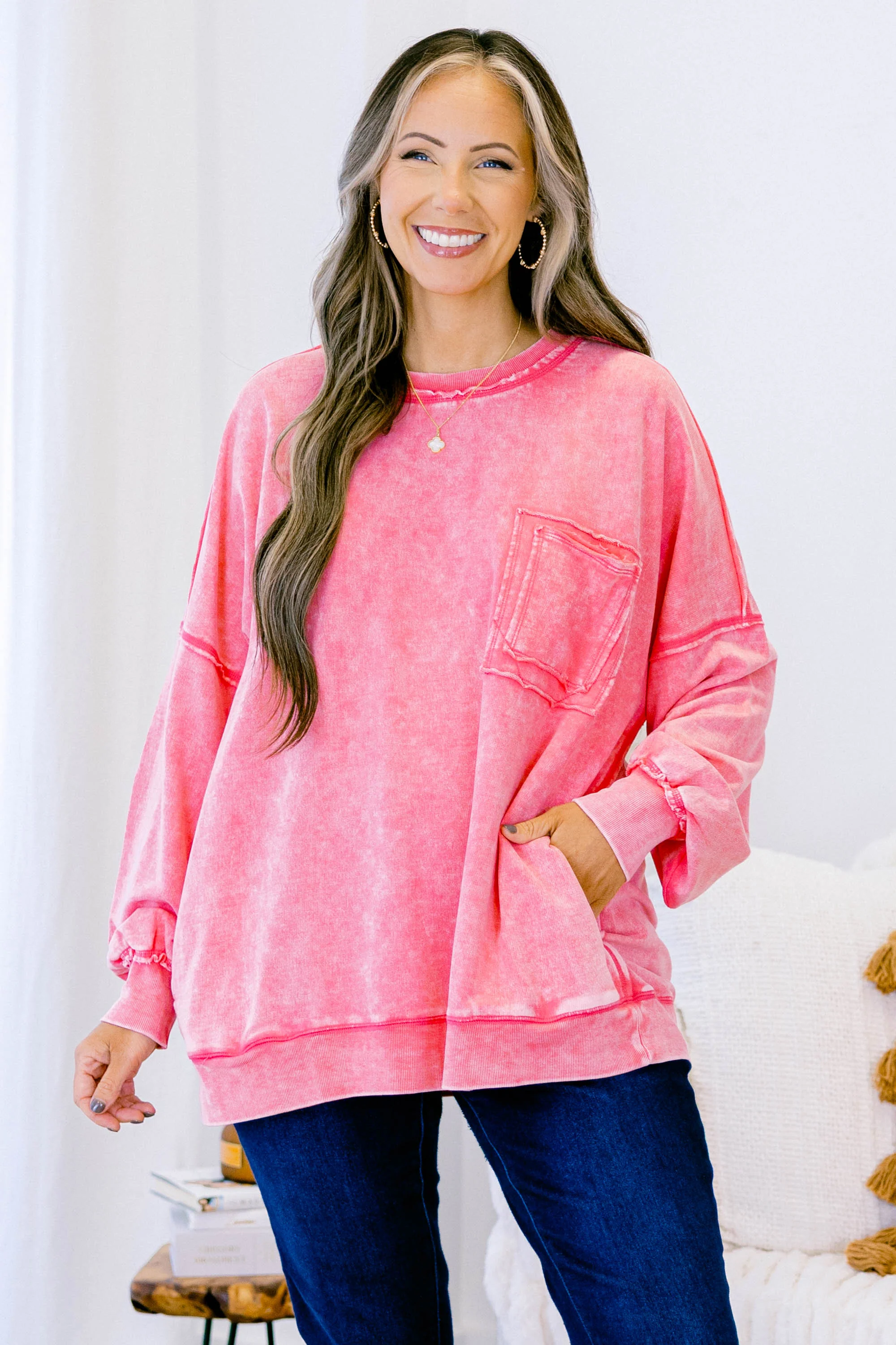 Staying Positive Top, Fuchsia - Giverhouse