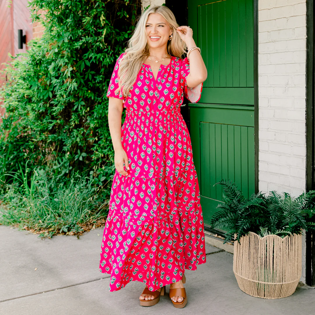 Wish Me Joy Dress, Fuchsia Mix - Giverhouse