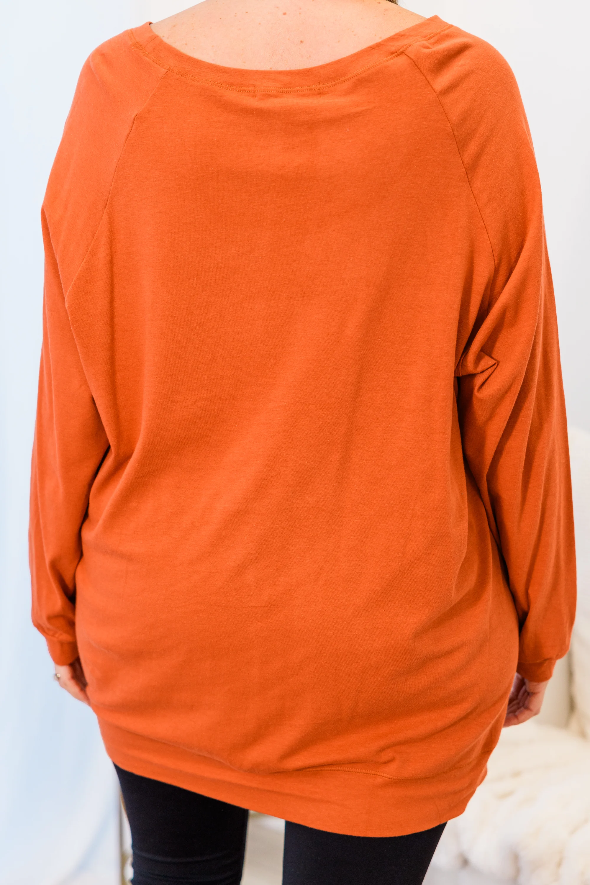 Slouchy Dolman Tunic Long Sleeve, Rust - Giverhouse