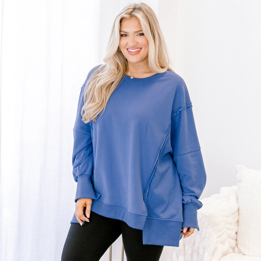Sunset Glow Pullover, Bright Blue - Giverhouse