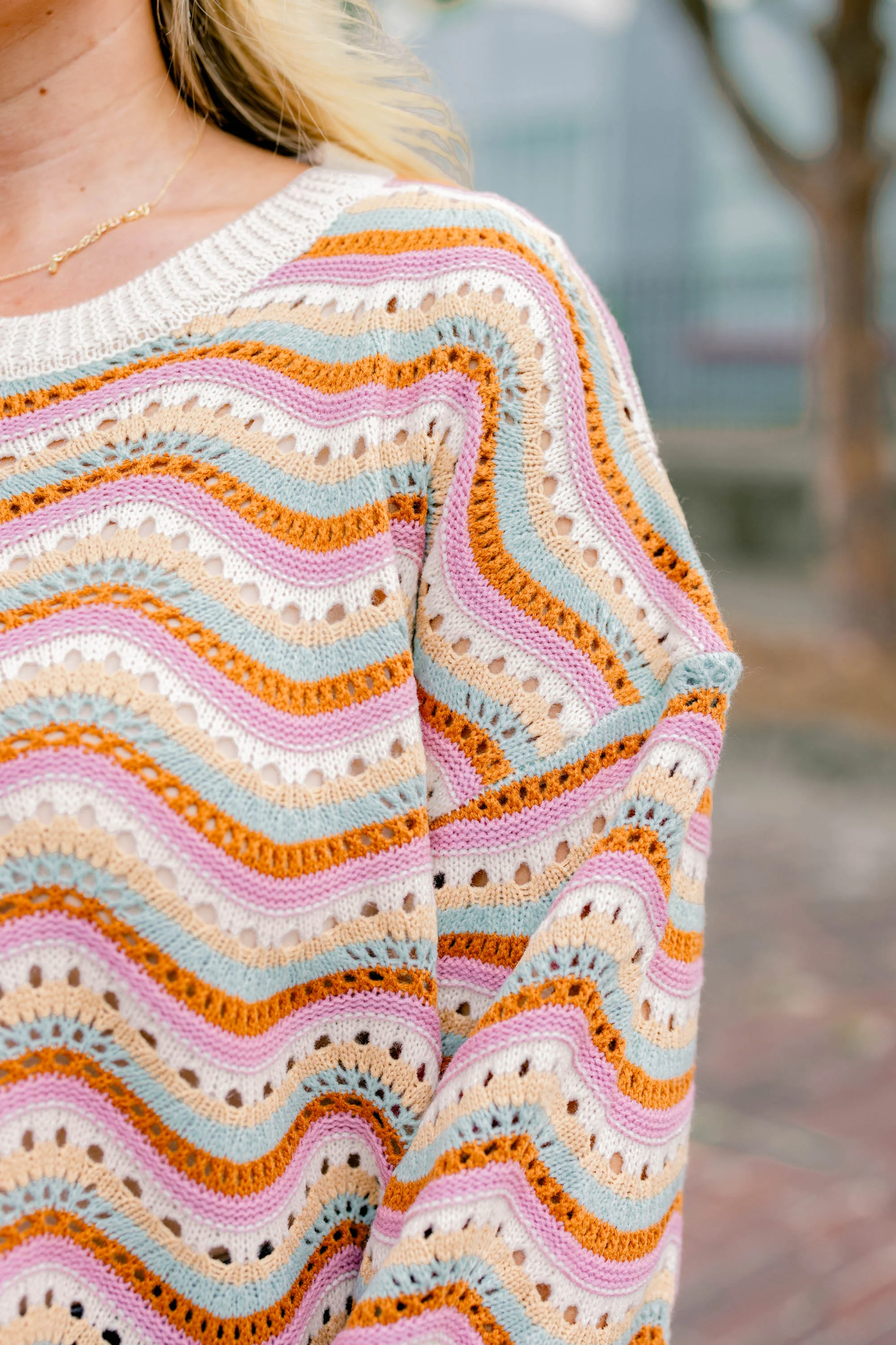 Wavy Comfort Sweater, Cream Multi - Giverhouse