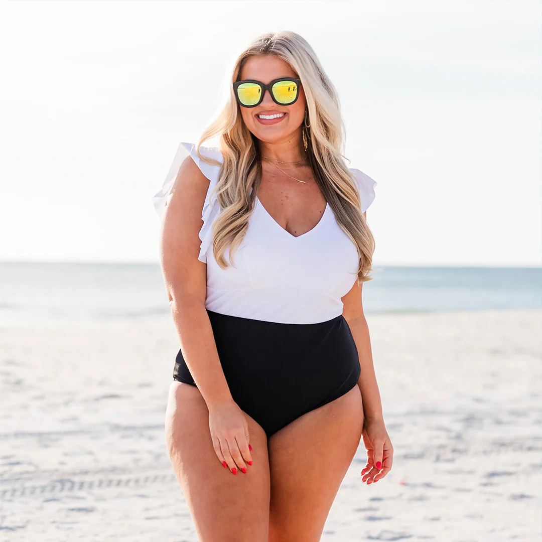 Spending My PTO Swimsuit, White-Black - Giverhouse