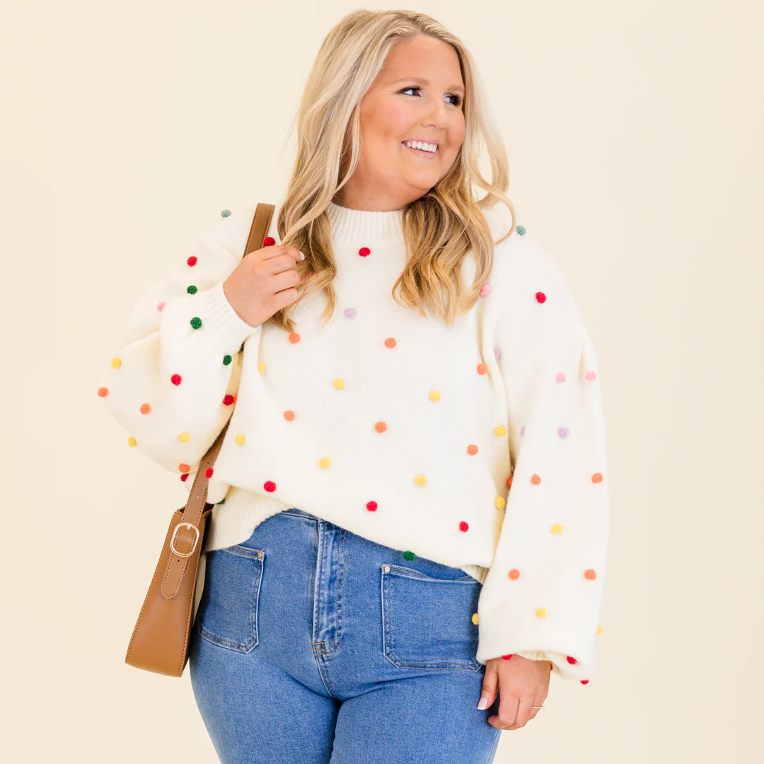 Spotted Charm Sweater, Cream - Giverhouse