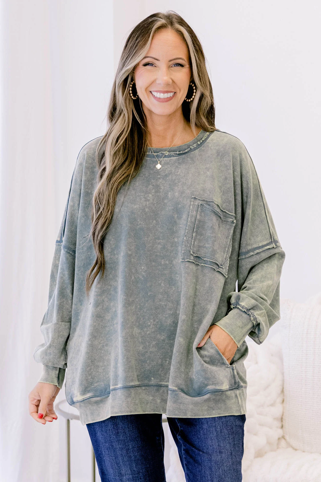 Here With Open Arms Pullover, Ash Jade - Giverhouse