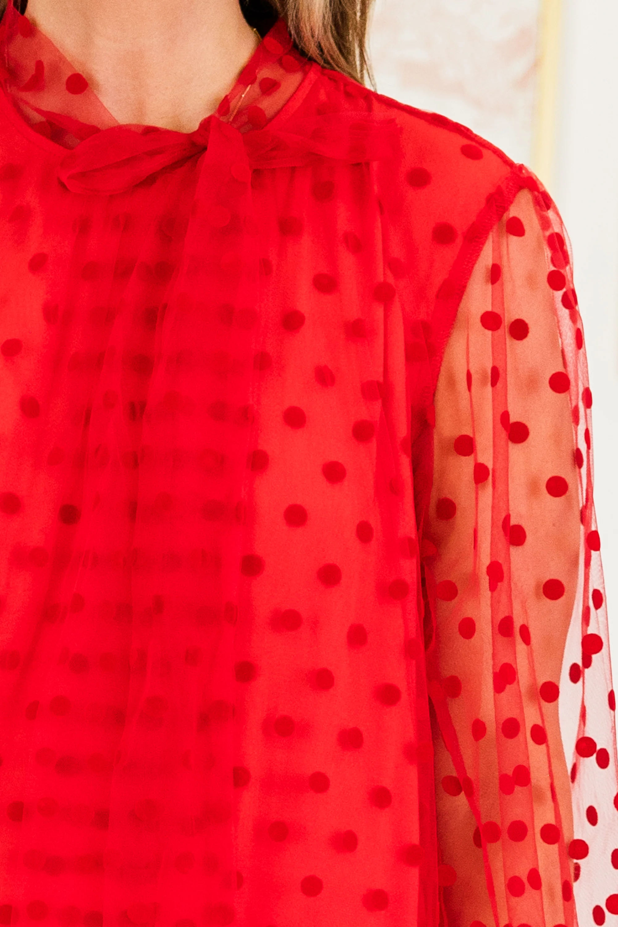 Polka Dot Darling Blouse, Red - Giverhouse