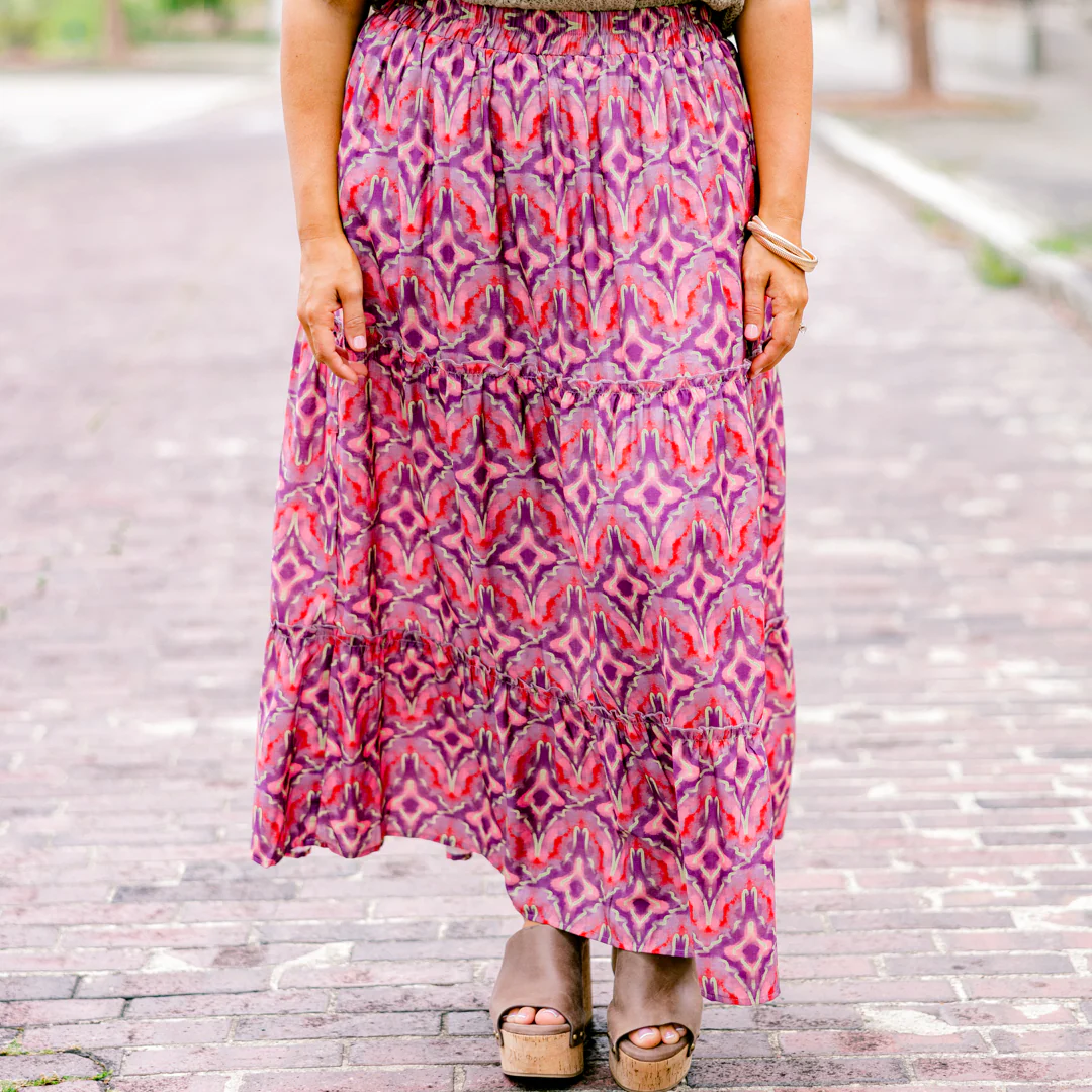 Whimsical Woman Maxi Skirt, Magenta - Giverhouse