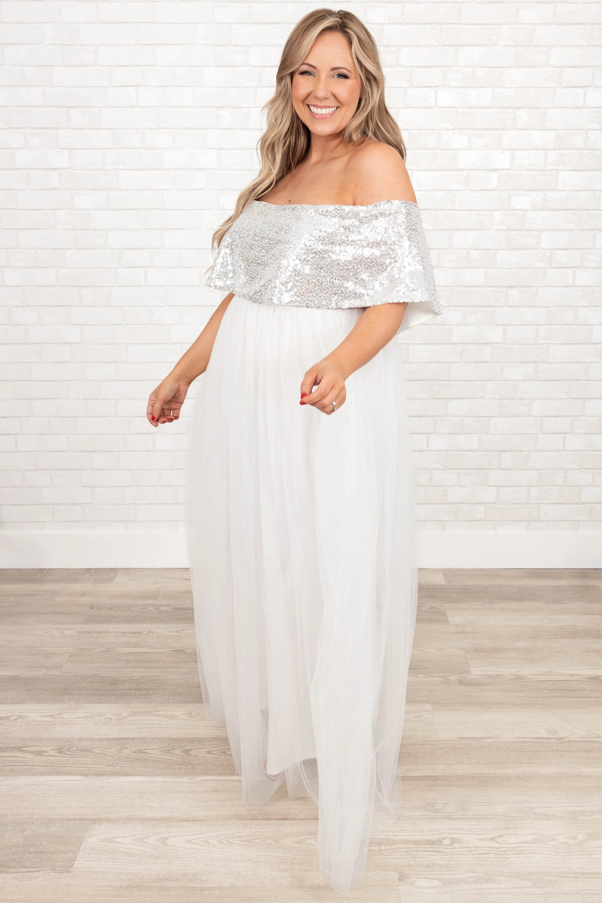 Posh Outlook Maxi Dress, Silver - Giverhouse