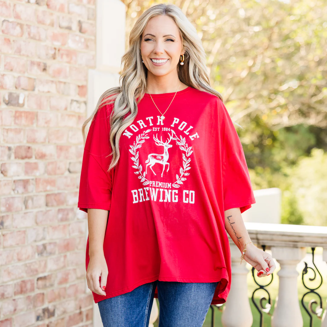 North Pole Brewing Boyfriend Tee, Red - Giverhouse