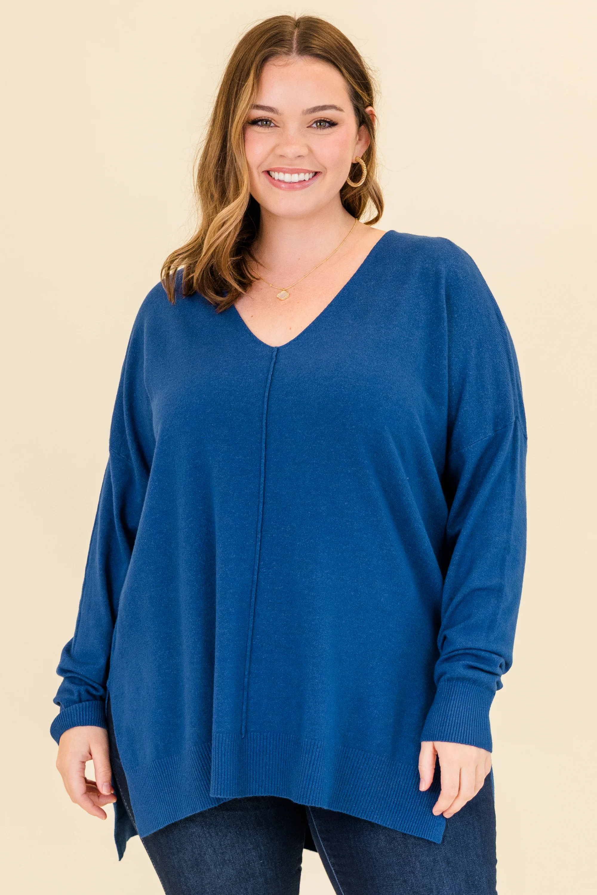 Perfect For Outside Sweater, Heather Light Navy - Giverhouse