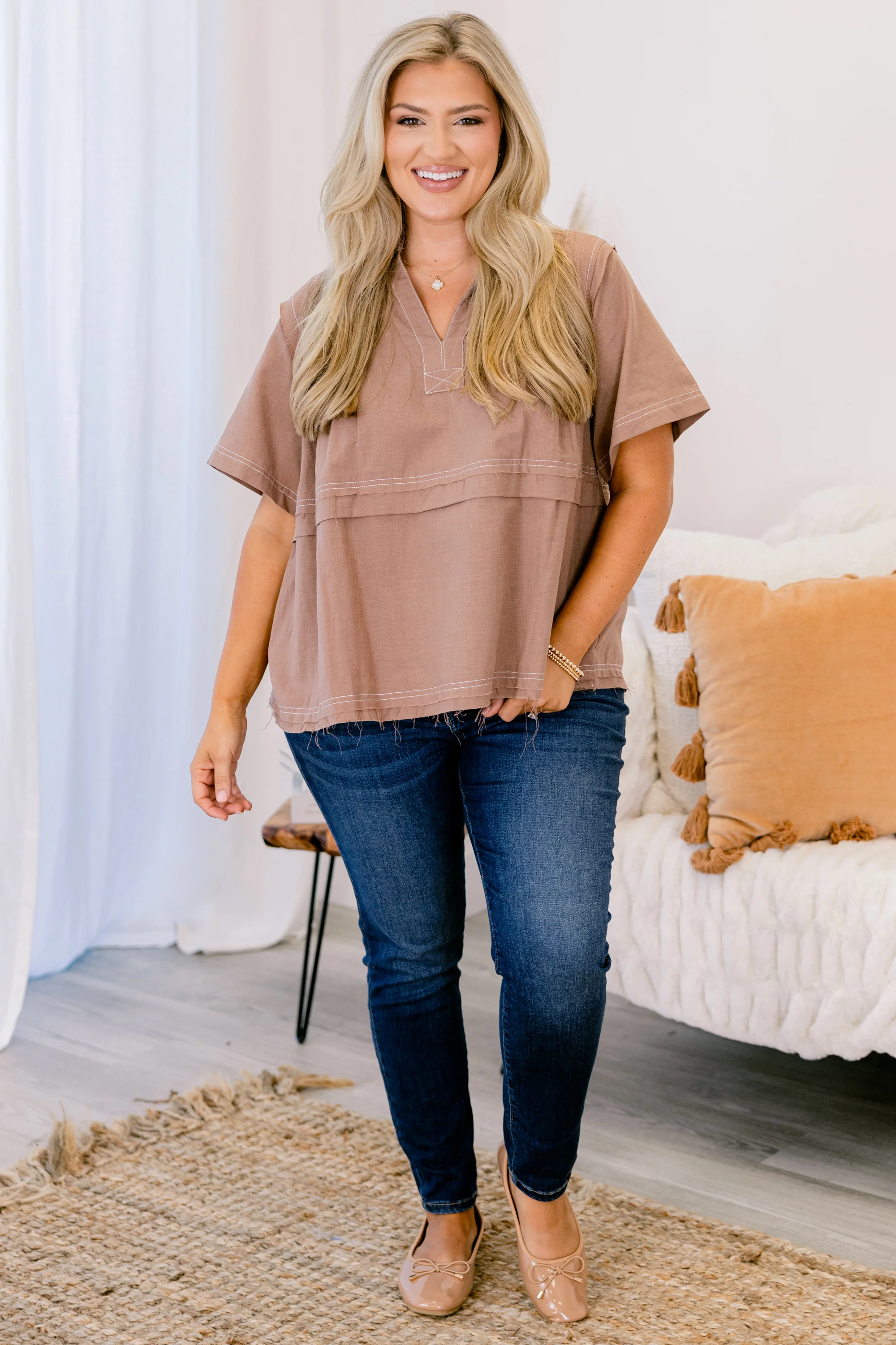 Countryside Trip Top, Brown - Giverhouse