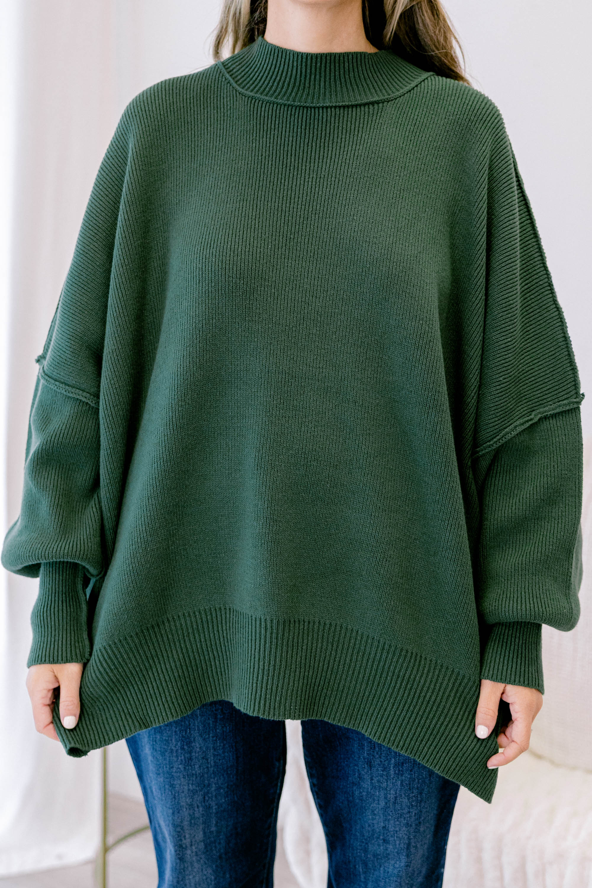 Perfectly Cozy Sweater, Dark Green - Giverhouse