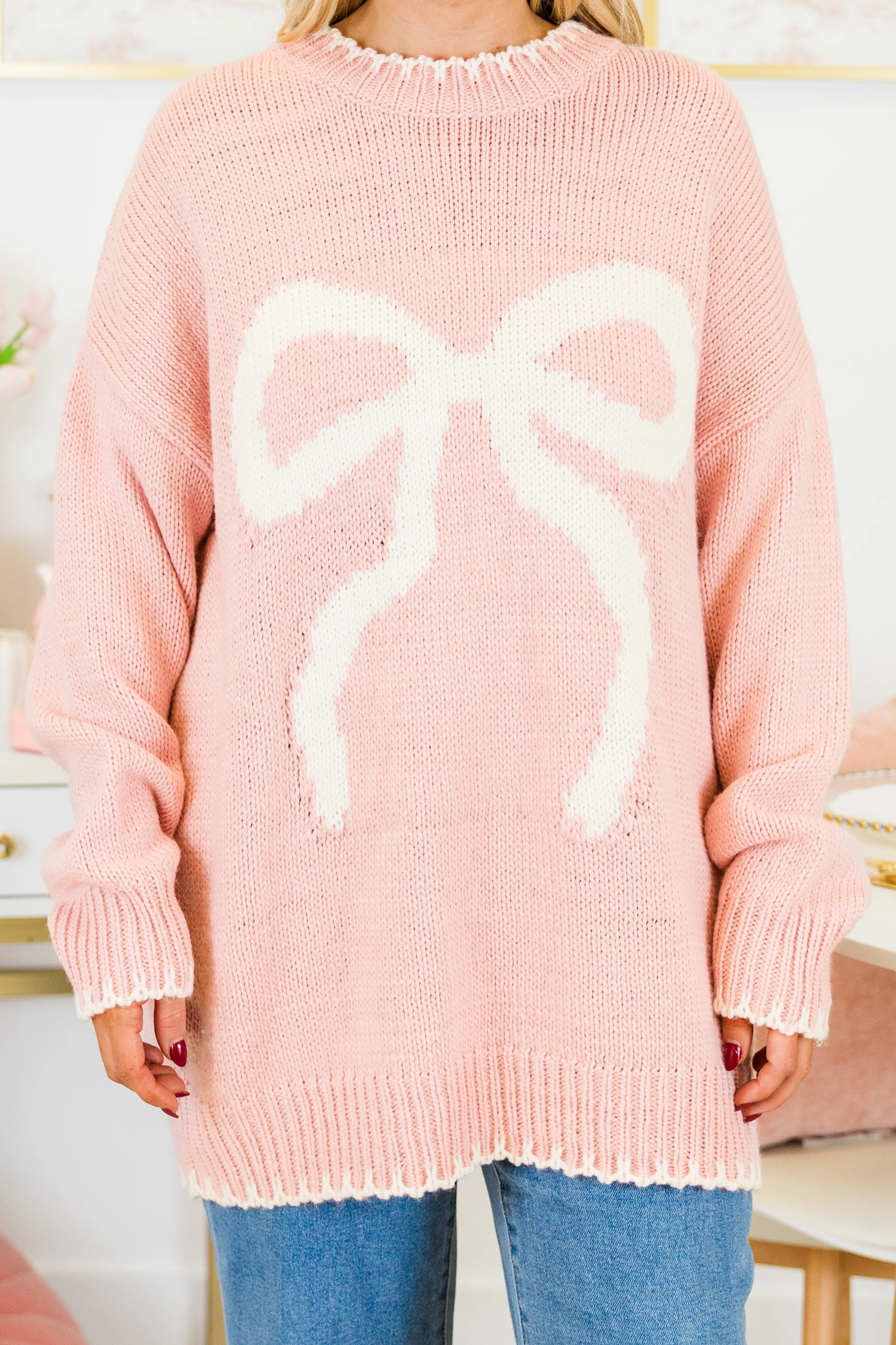 Cute And Charming Sweater, Pink - Giverhouse