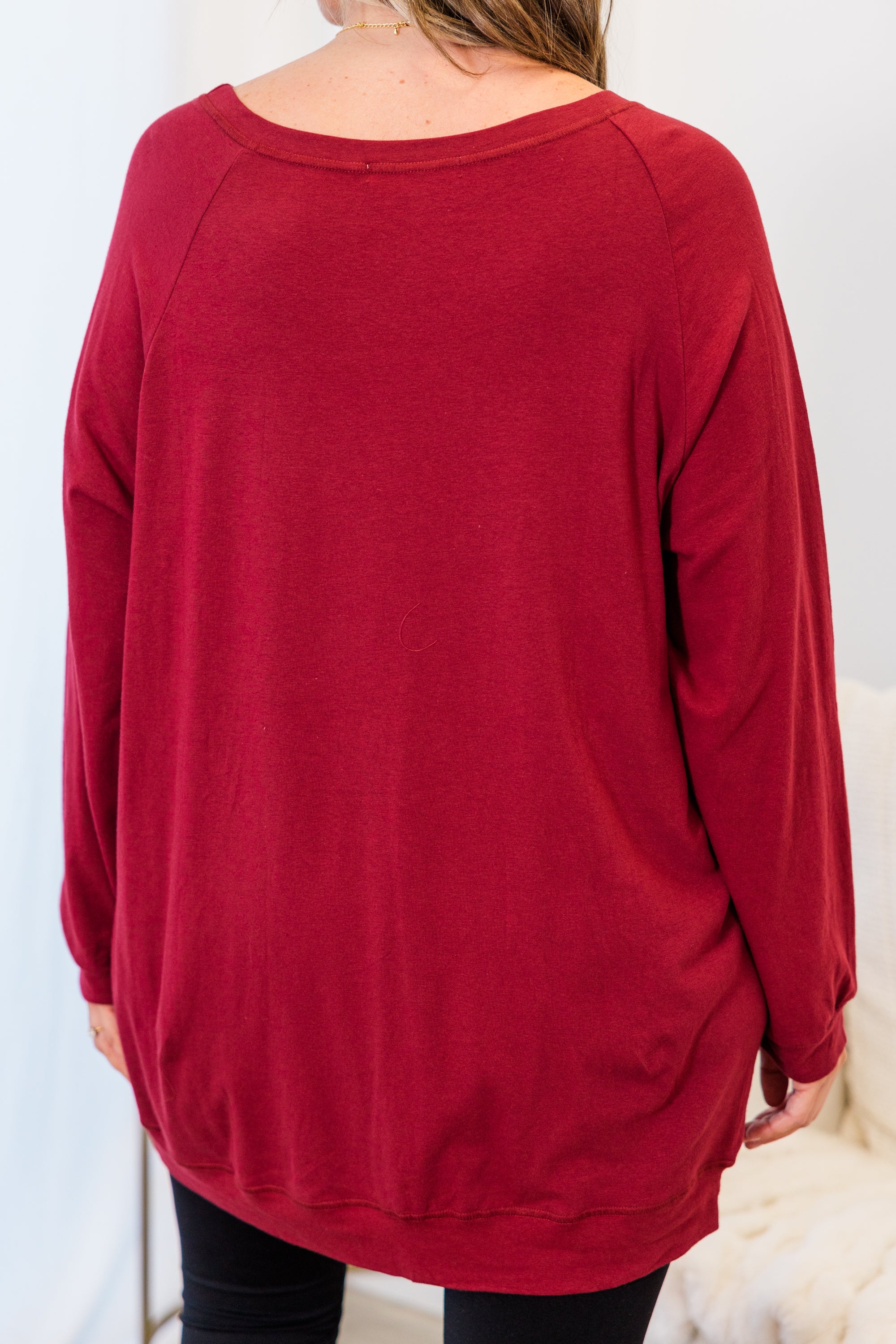 Slouchy Dolman Tunic Long Sleeve, Wine - Giverhouse