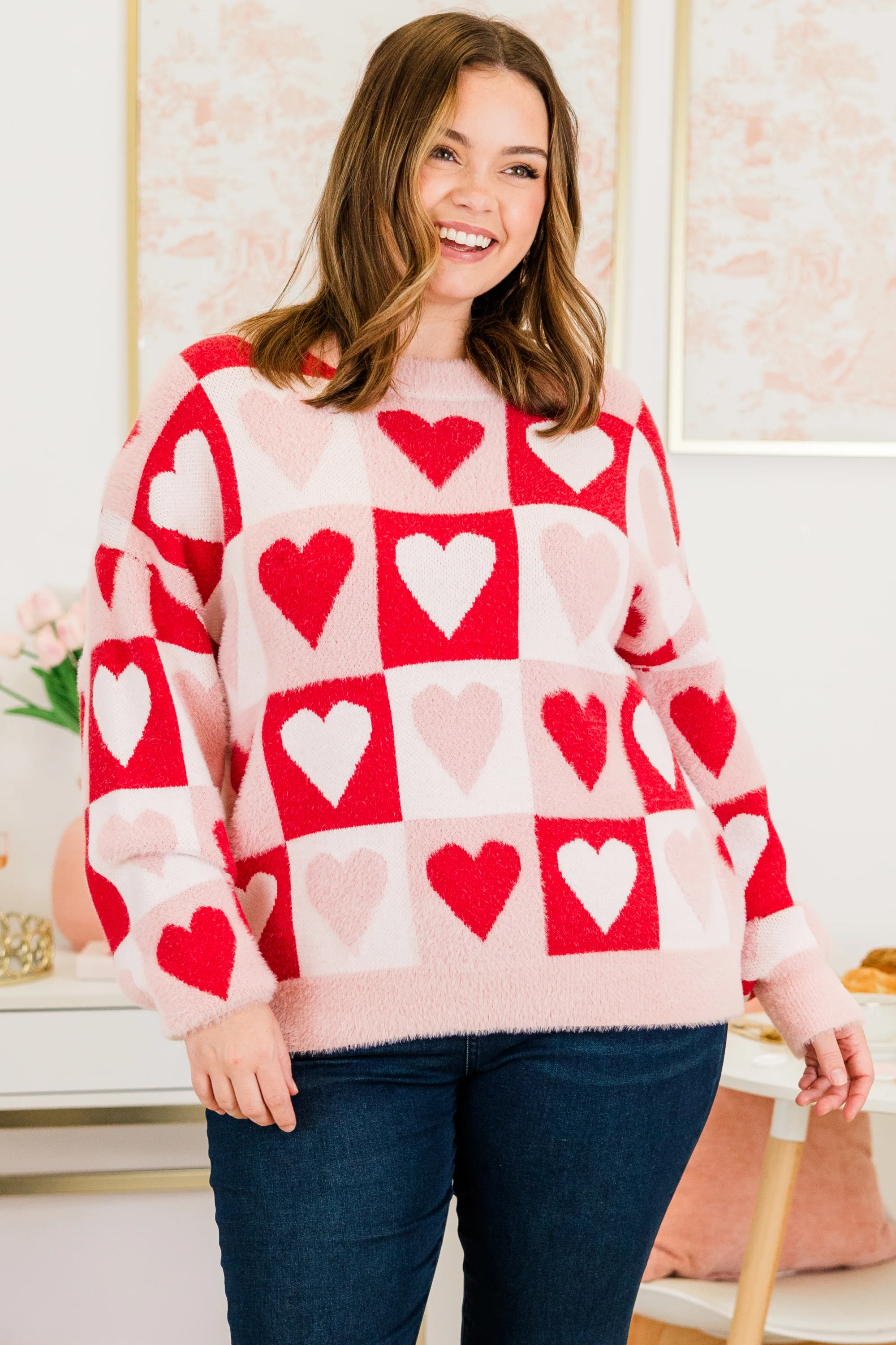 Two Hearts Beating Sweater, Red - Giverhouse