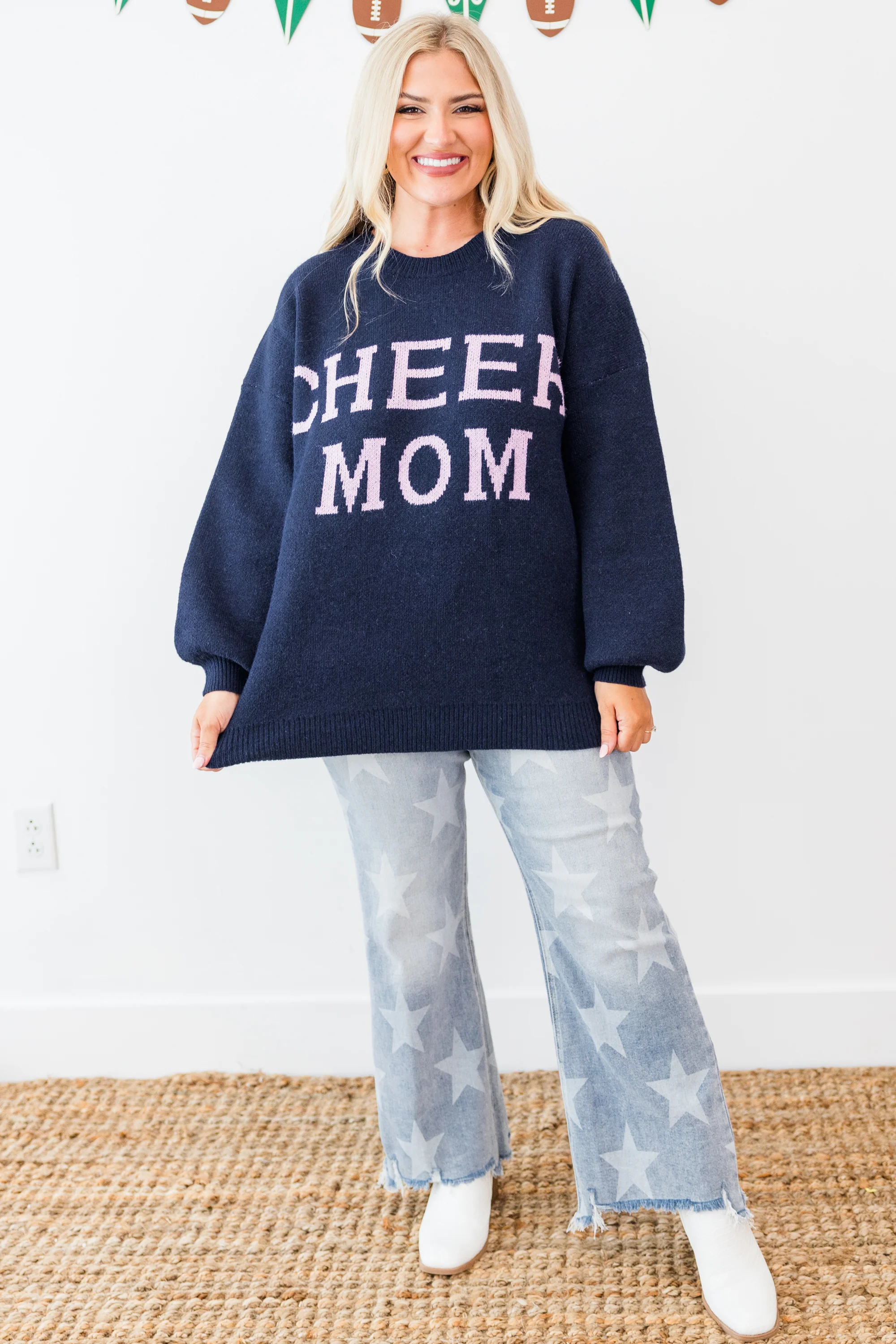 Cheer Mom Sweater, Navy - Giverhouse